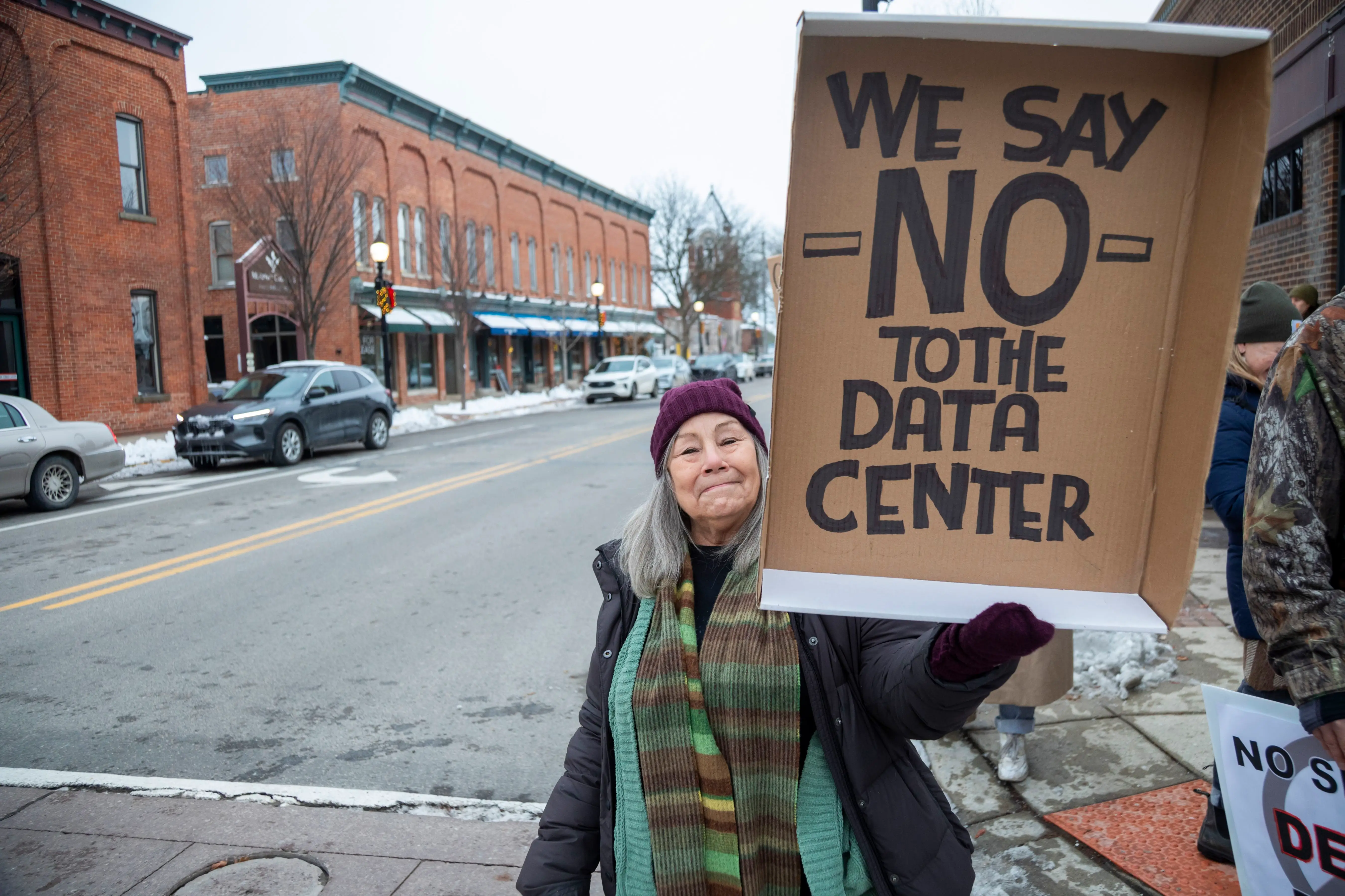 Women protesting data centers