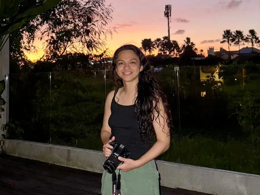 Watching the sunset after a yoga class inside the camp.
