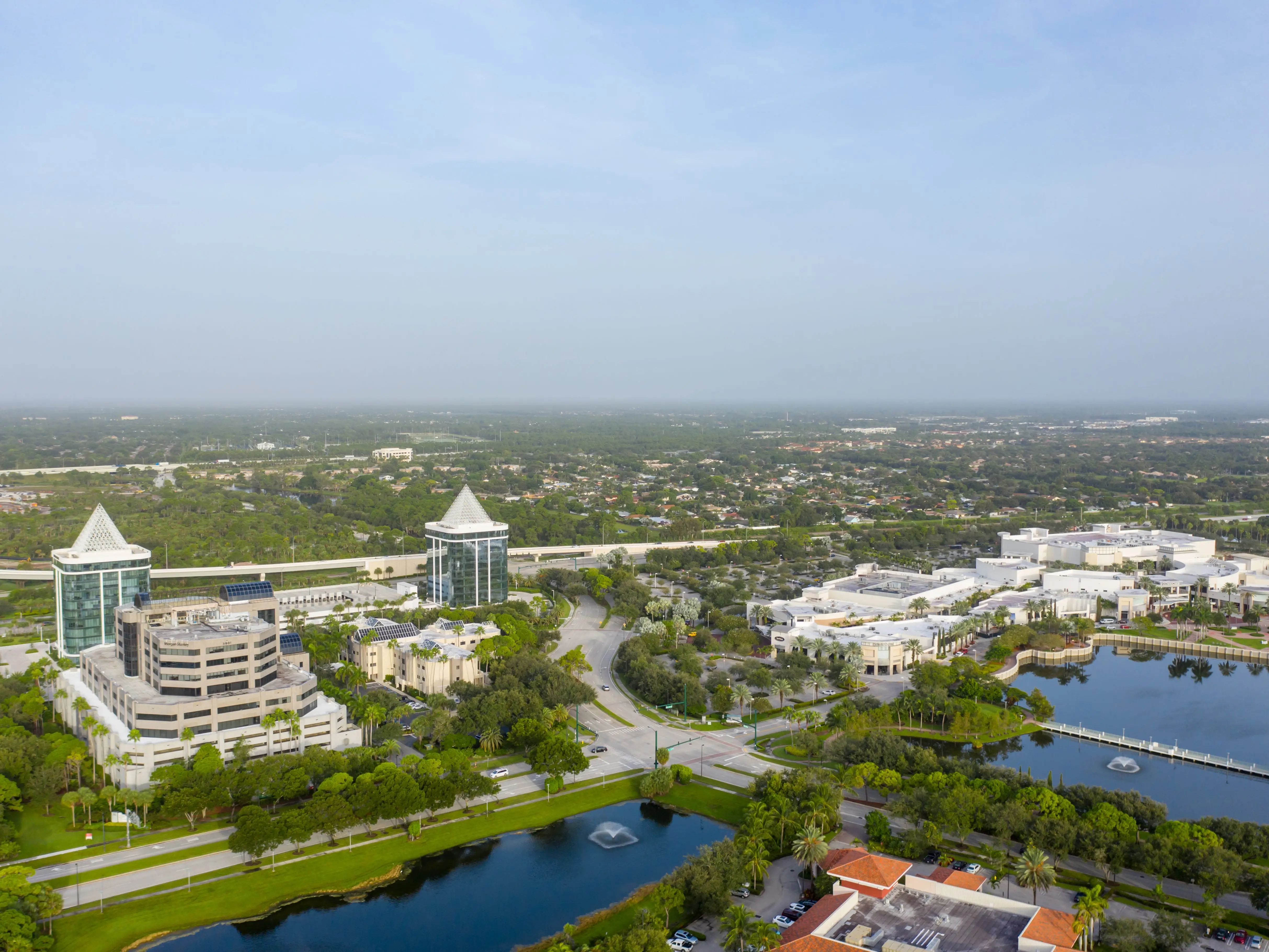 Aerial view of buildings in Palm Beach, Florida.