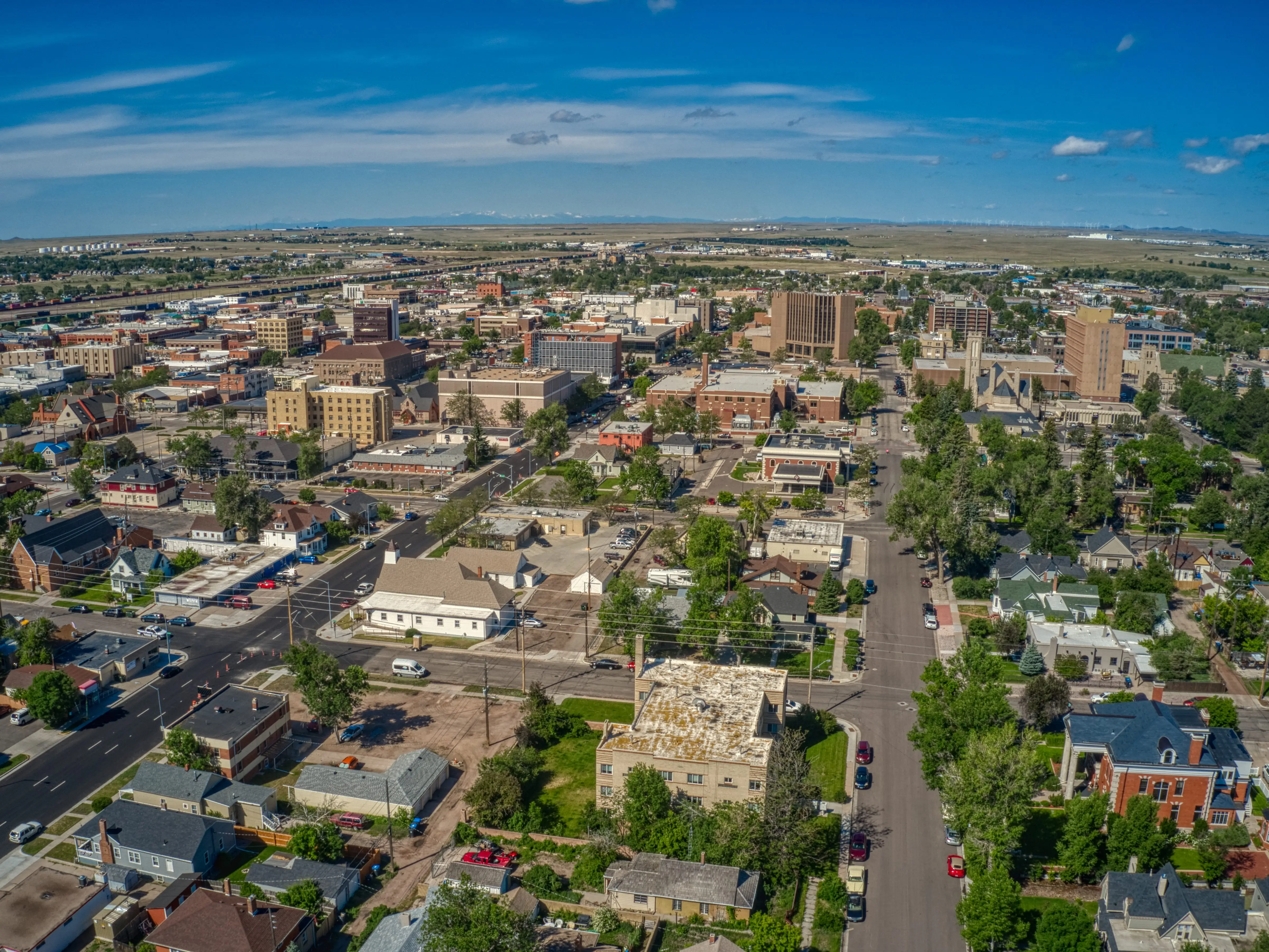 Aerial view of Cheyenne, Wyoming.