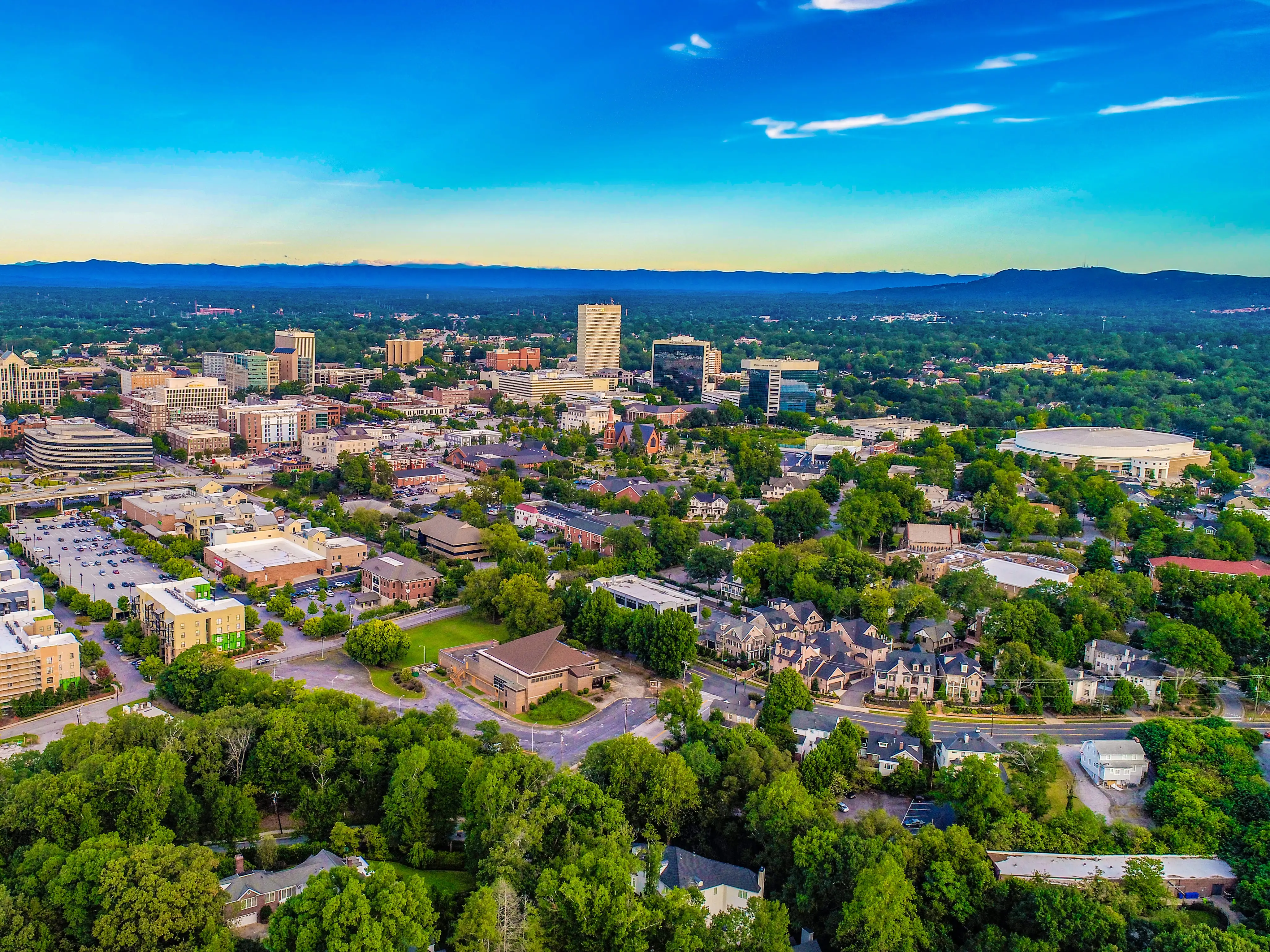 Aerial view of Greenville, South Carolina.