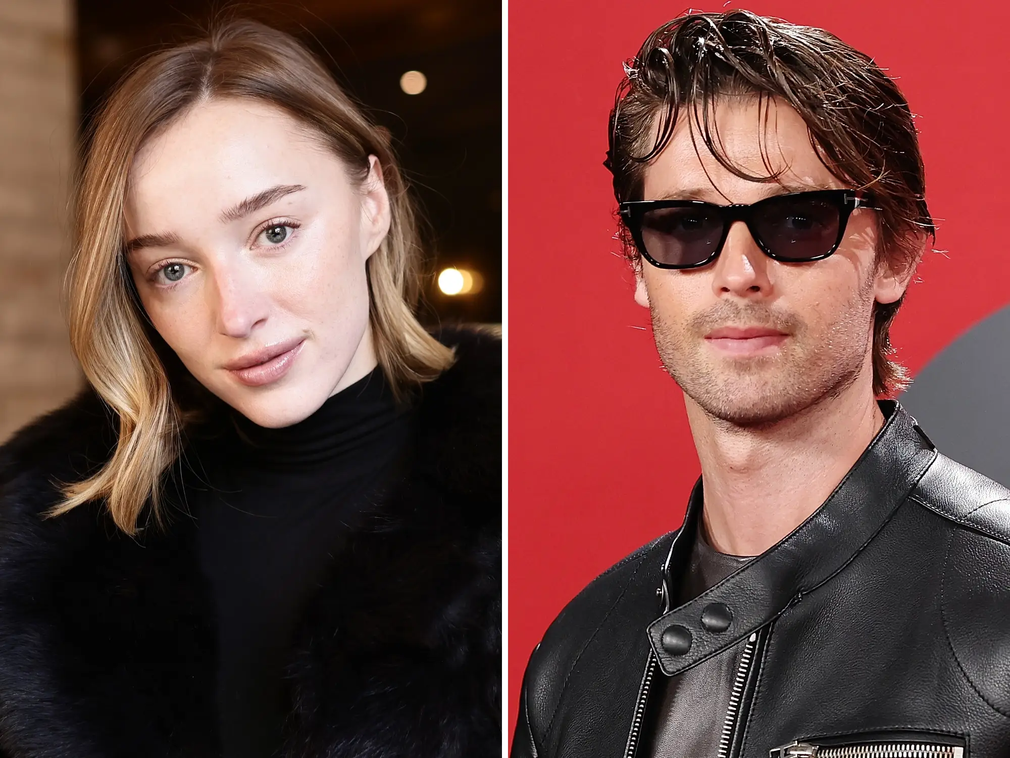 A composite of a photo of Phoebe Dynevor and Patrick Schwarzenegger.