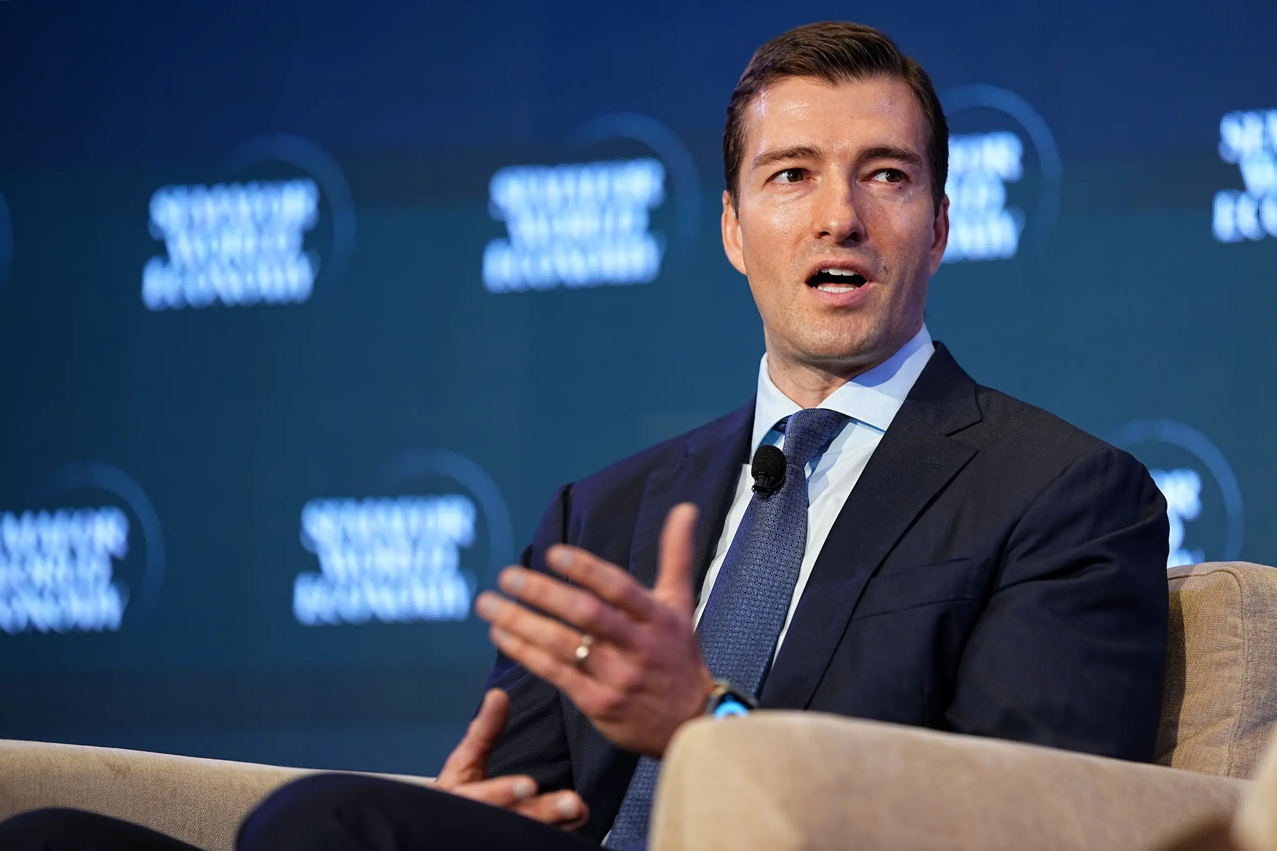 Alexander DiLeonardo speaks during the Semafor World Economy Summit.