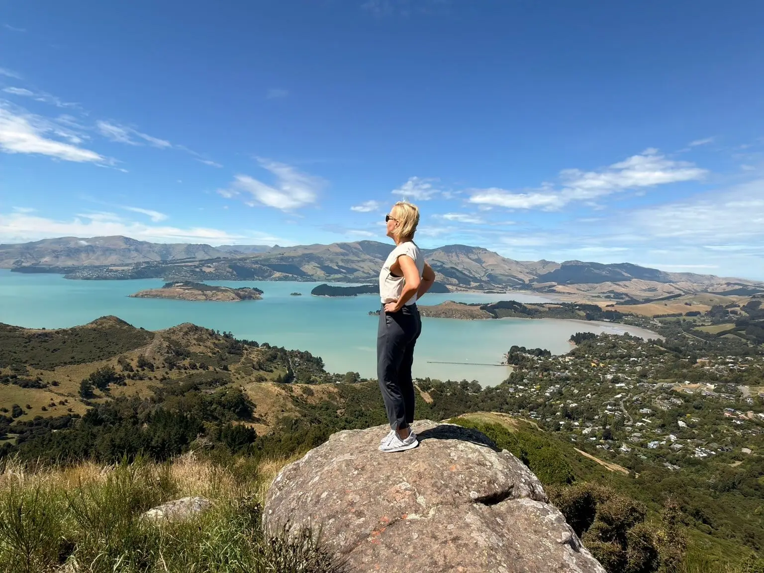 Kelly Benthall hikes near her month-long home base in Christchurch, New Zealand.