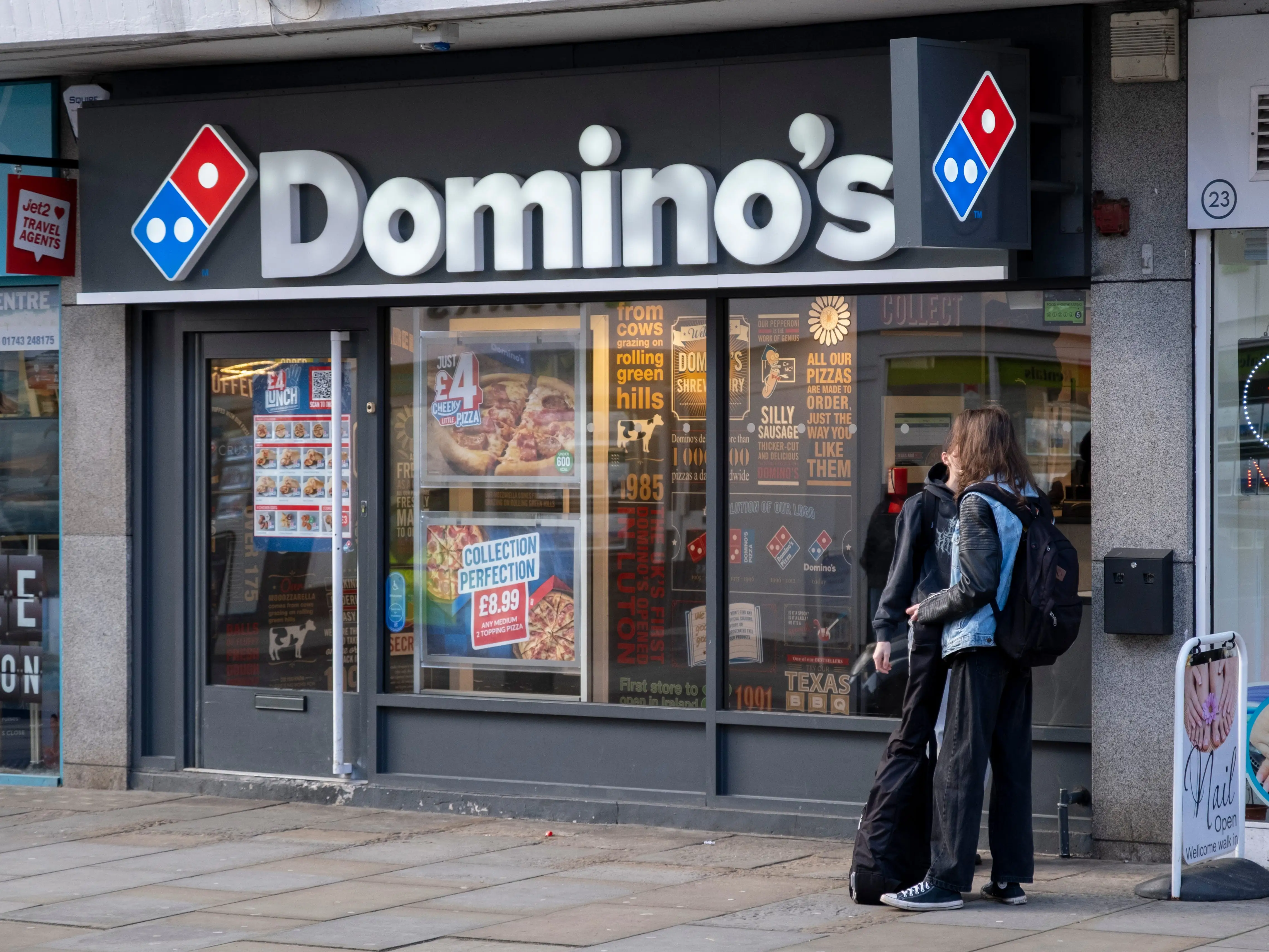 Domino's pizza take away shop on 28th January 2026 in Shrewsbury, United Kingdom.