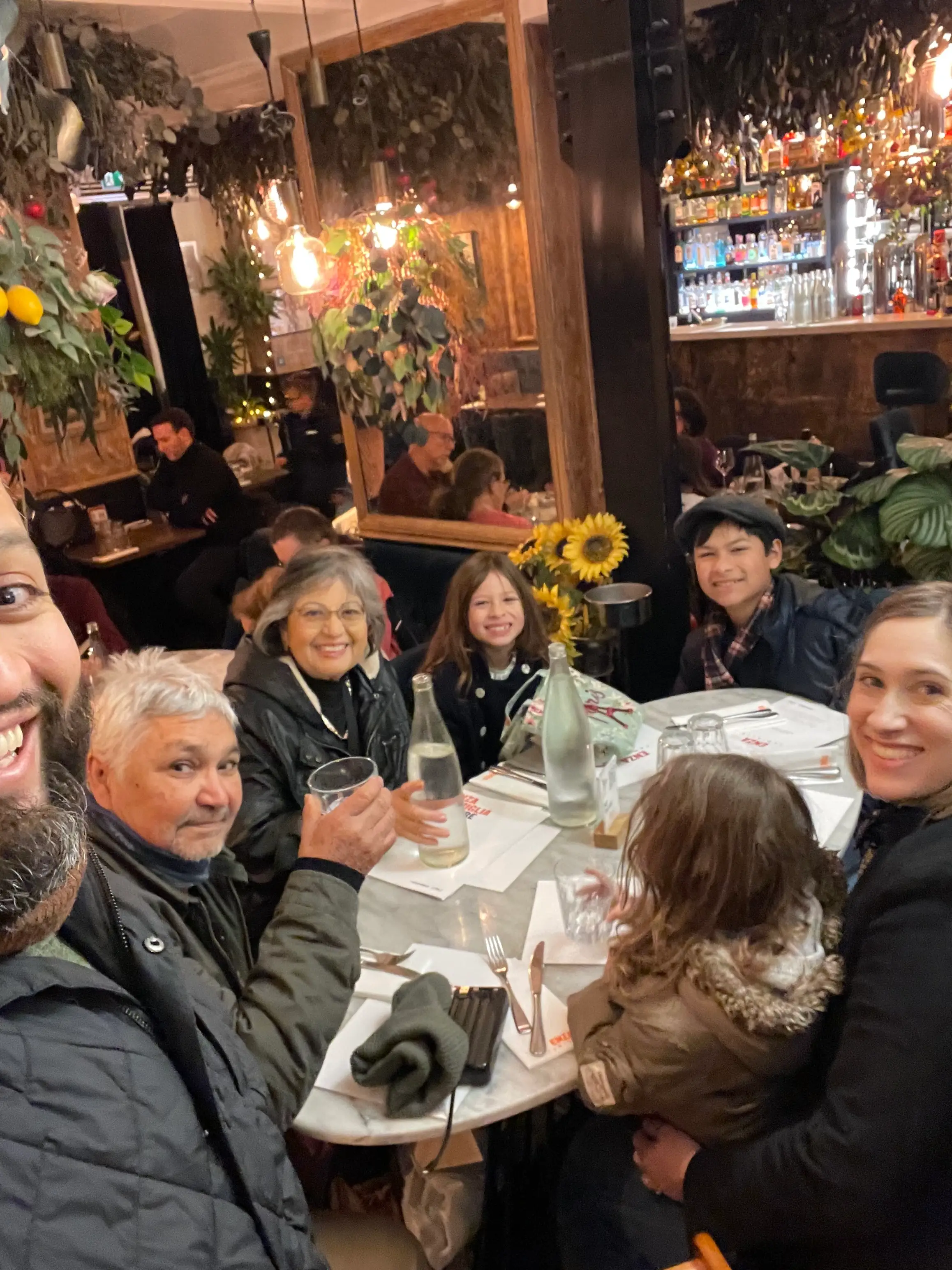 The author and her family at dinner.