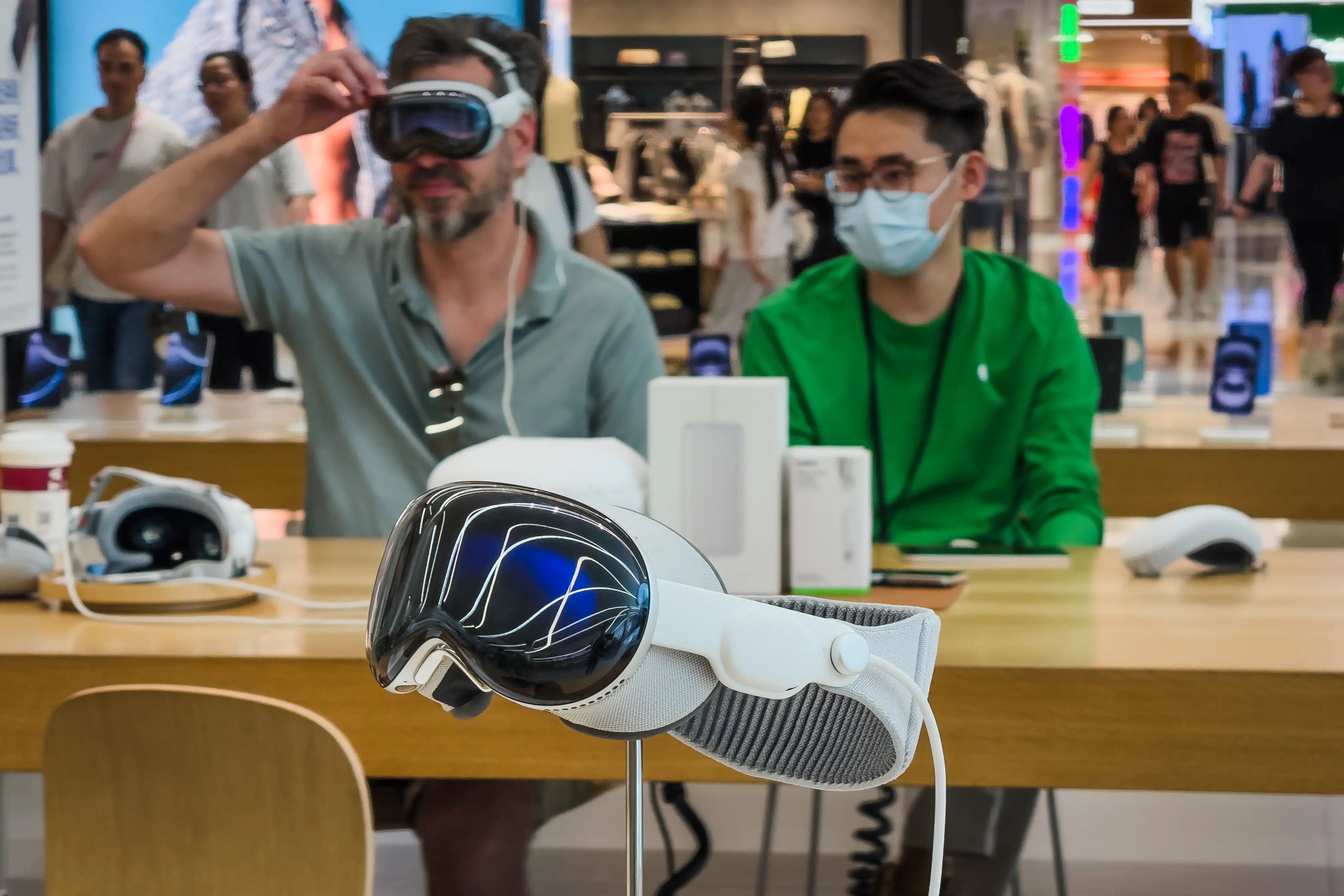 Apple Vision Pro on display