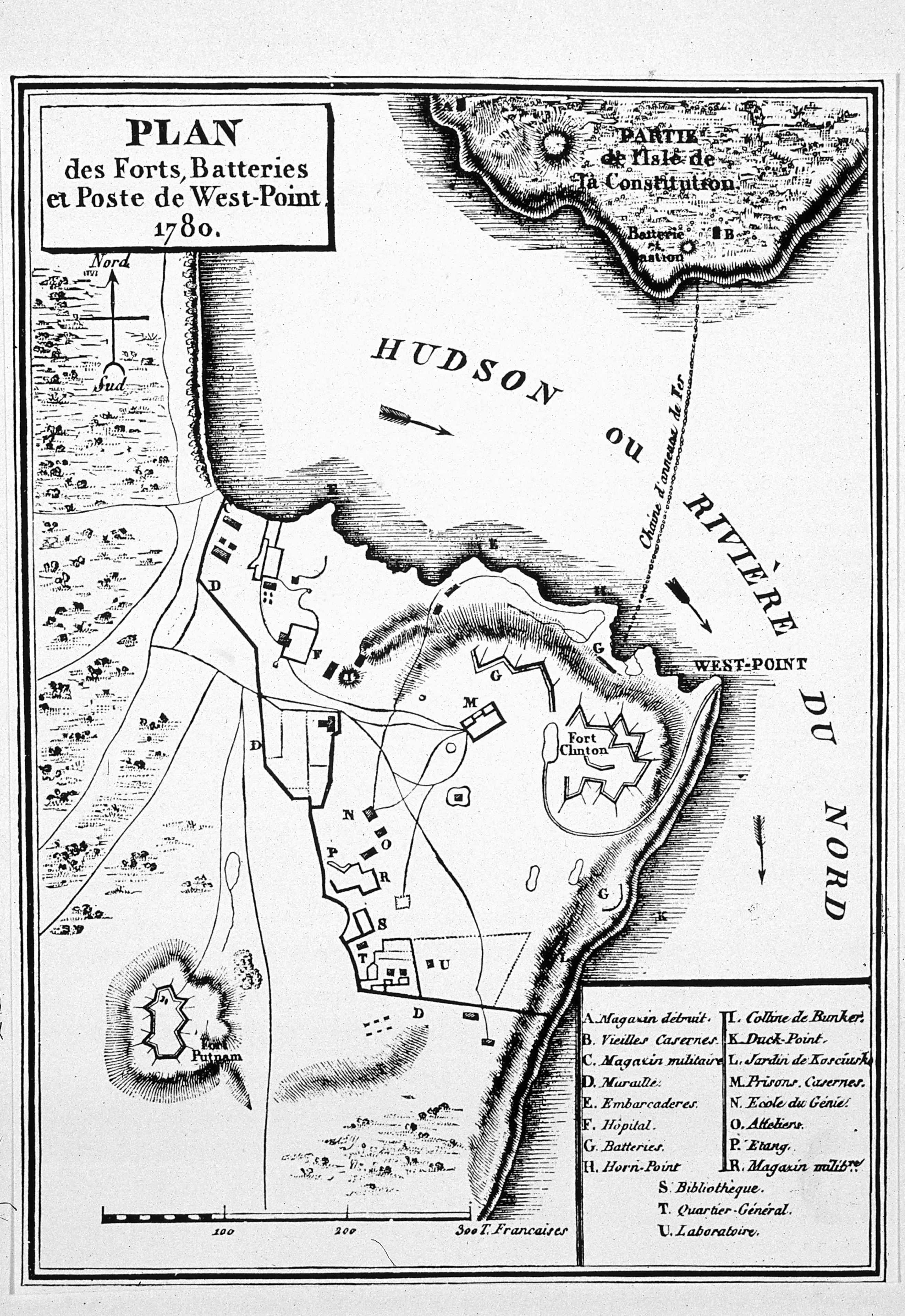 A military map showing West Point in 1780.