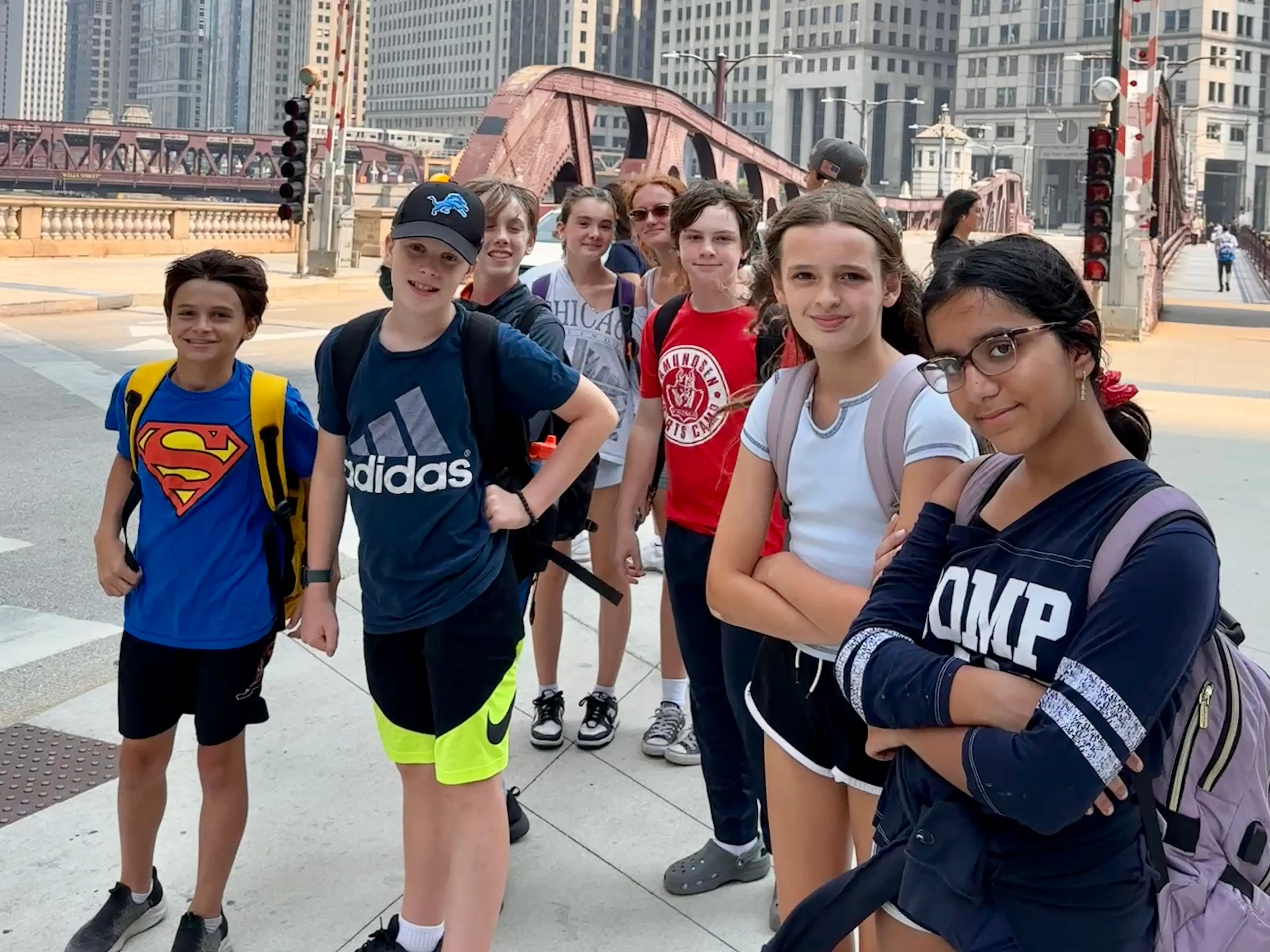 A group of kids in the middle of Chicago