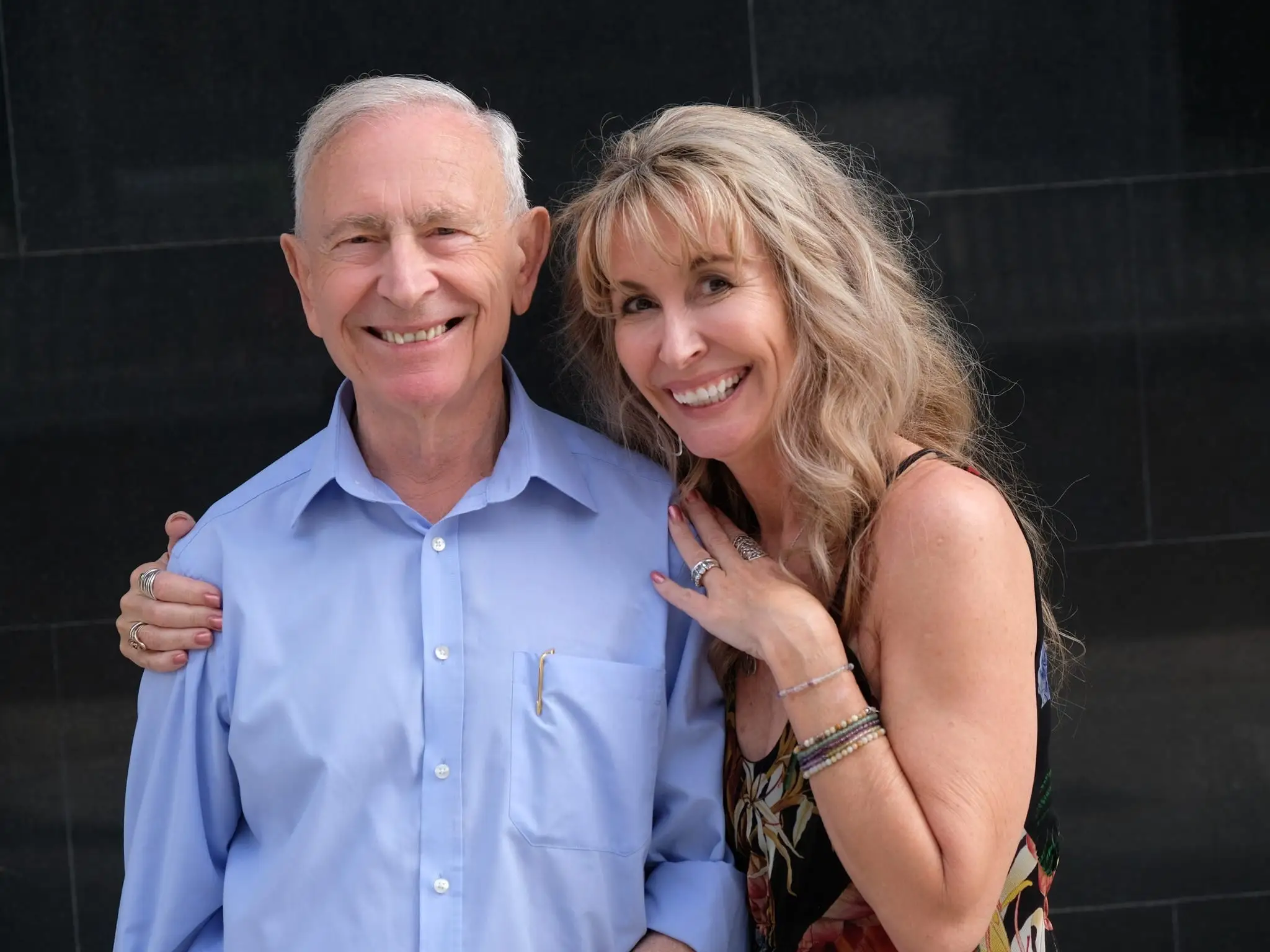 the author and her father embracing