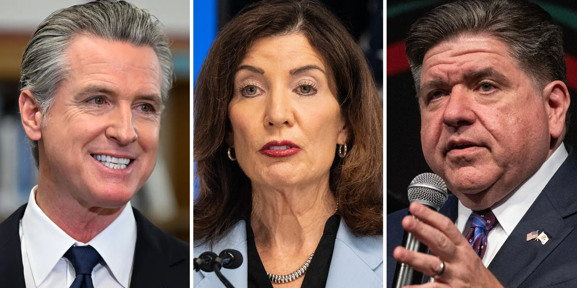 Govs. Gavin Newsom, Kathy Hochul, and JB Pritzker