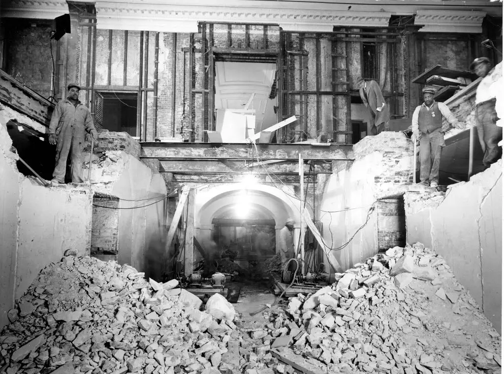 The White House during the Truman renovation.