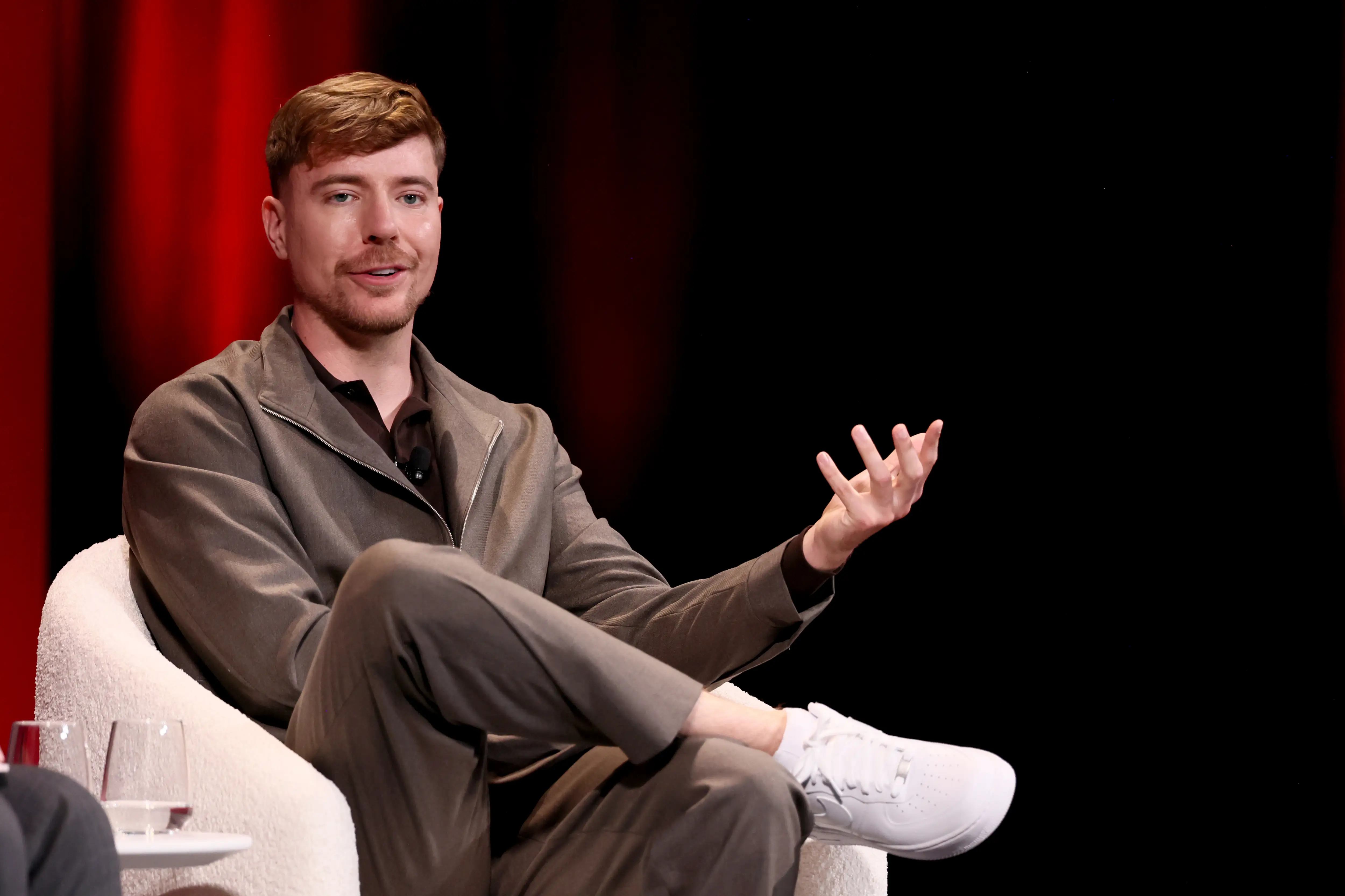 NEW YORK, NEW YORK - APRIL 22: Jimmy Donaldson, aka MrBeast speaks during the 2026 TIME100 Summit at Jazz at Lincoln Center on April 22, 2026 in New York City. (Photo by Jemal Countess/Getty Images for TIME)