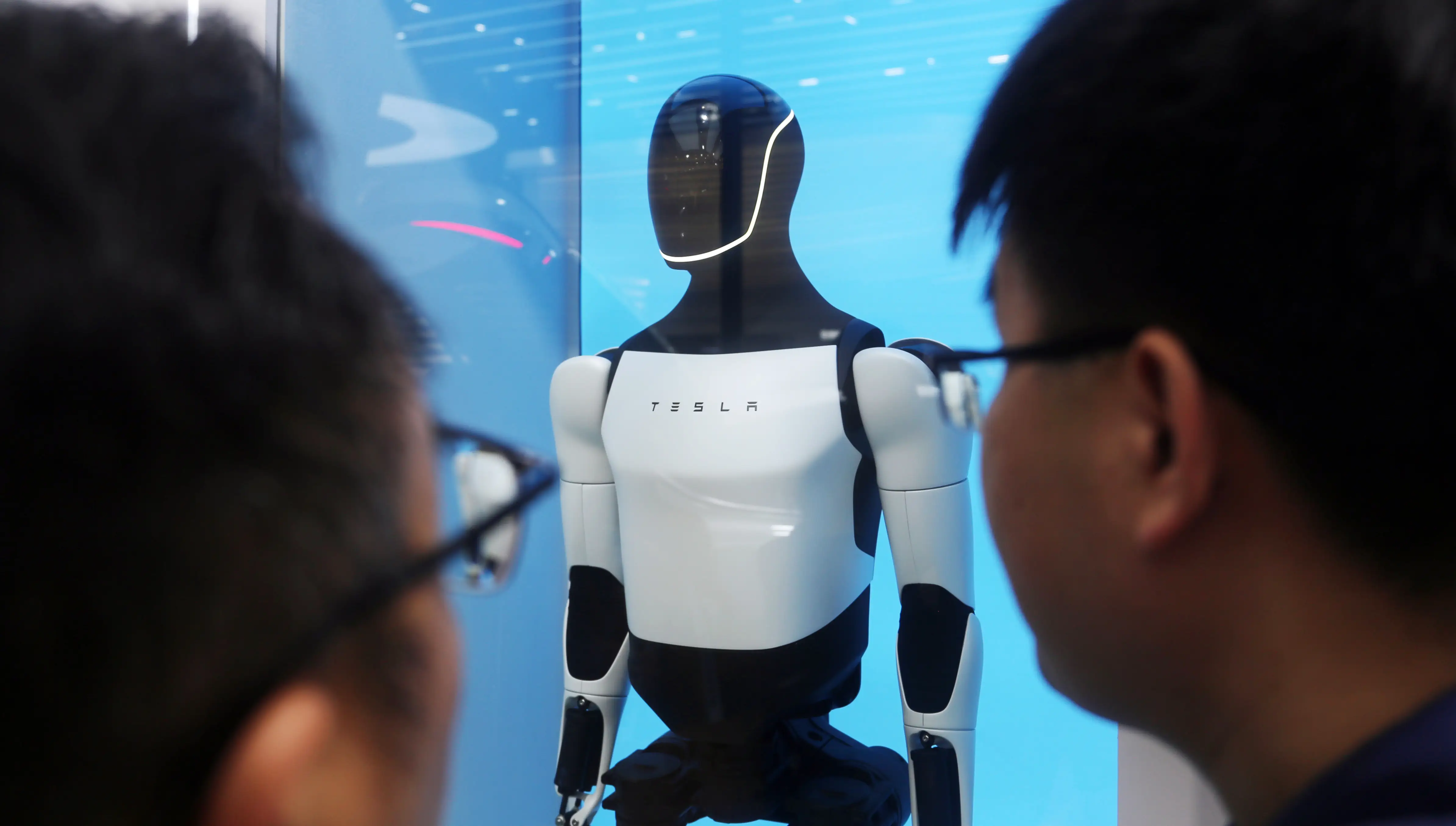 Tesla Optimus humanoid robot on display