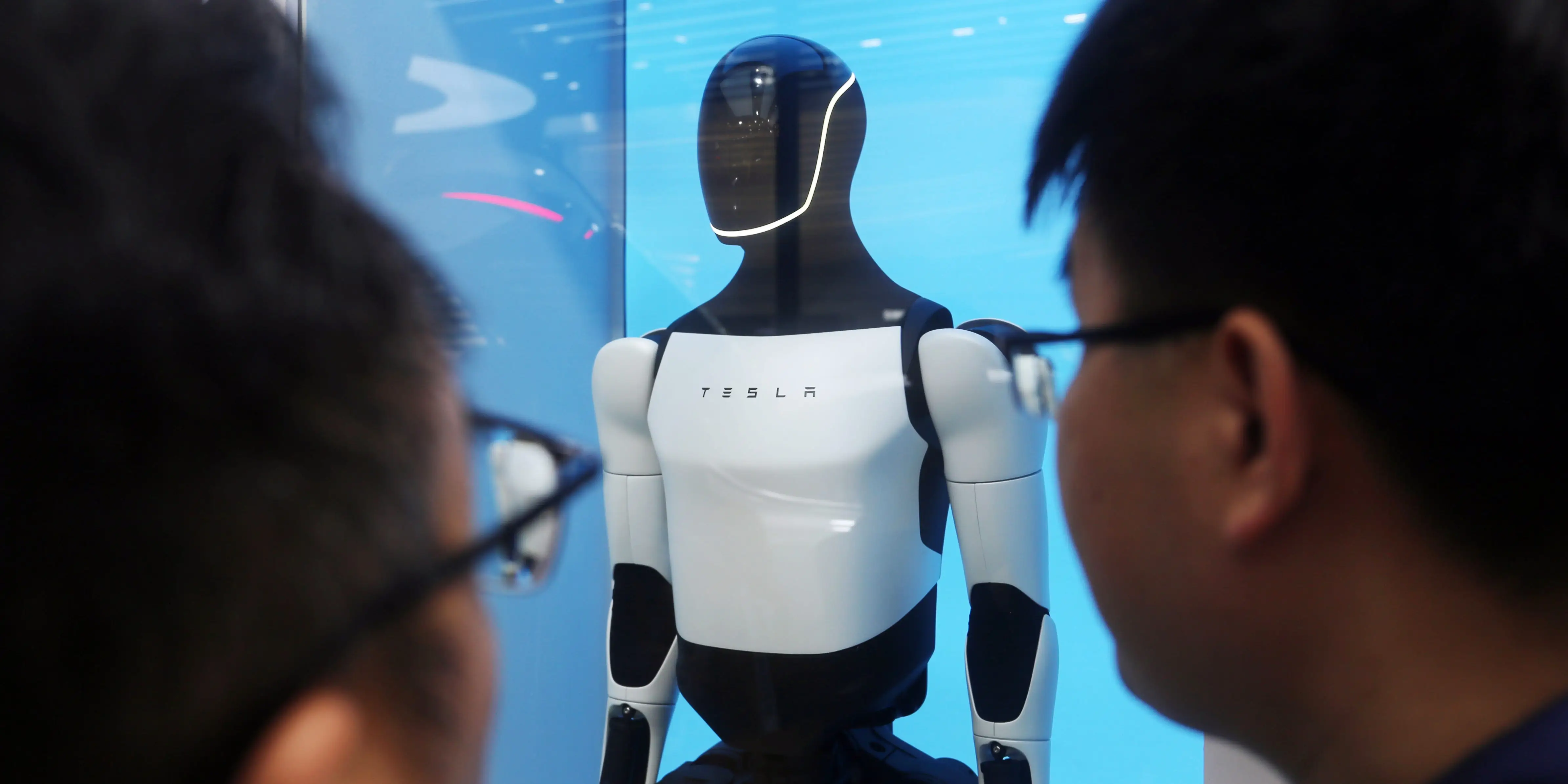 Tesla Optimus humanoid robot on display