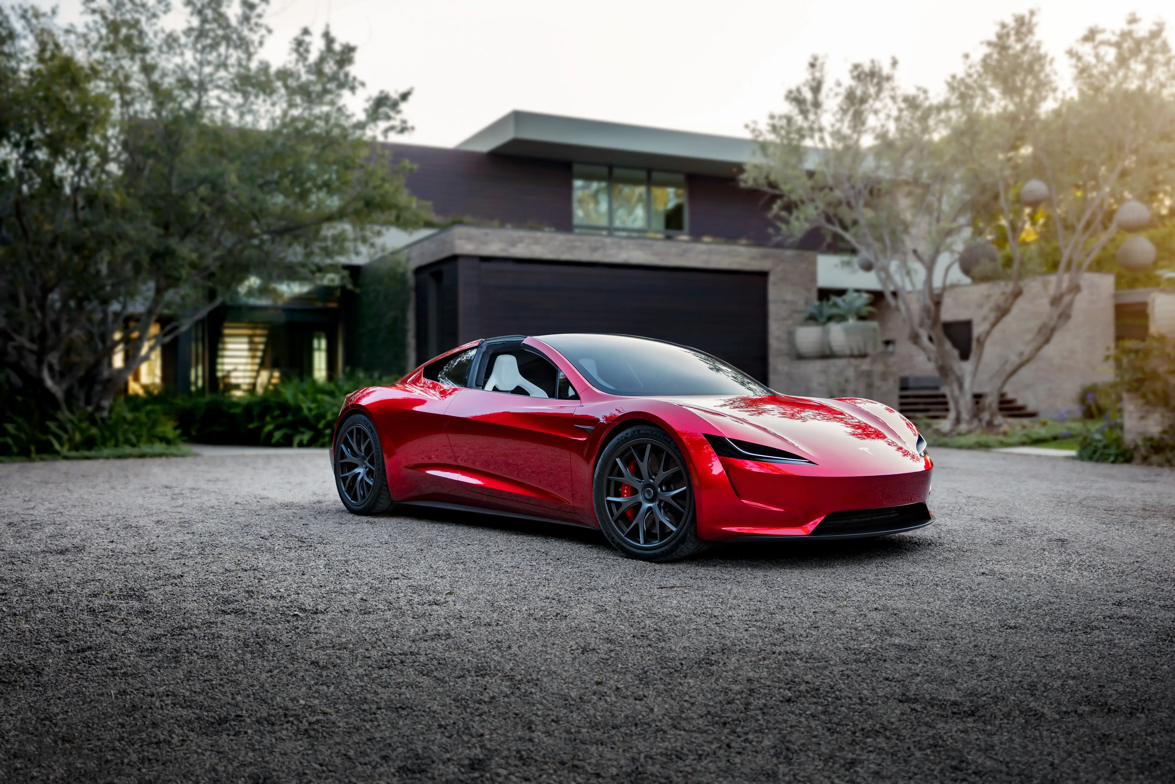 Red Tesla Roadster