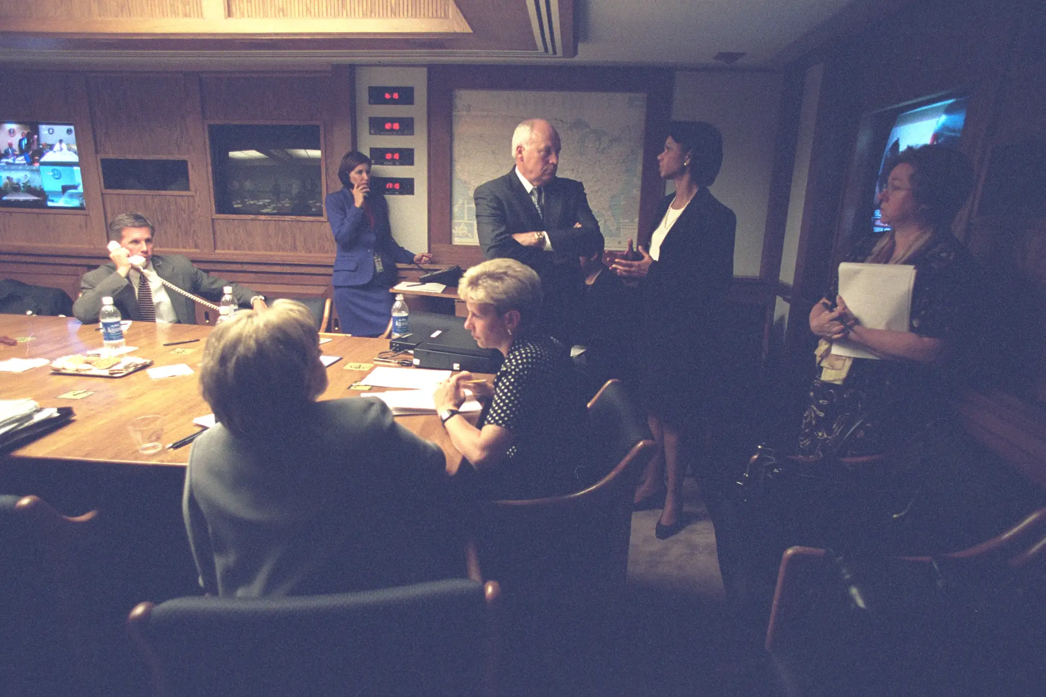Vice President Dick Cheney with senior staff in the Presidential Emergency Operations Center on September 11, 2001.