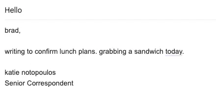 writing to confirm lunch plans
