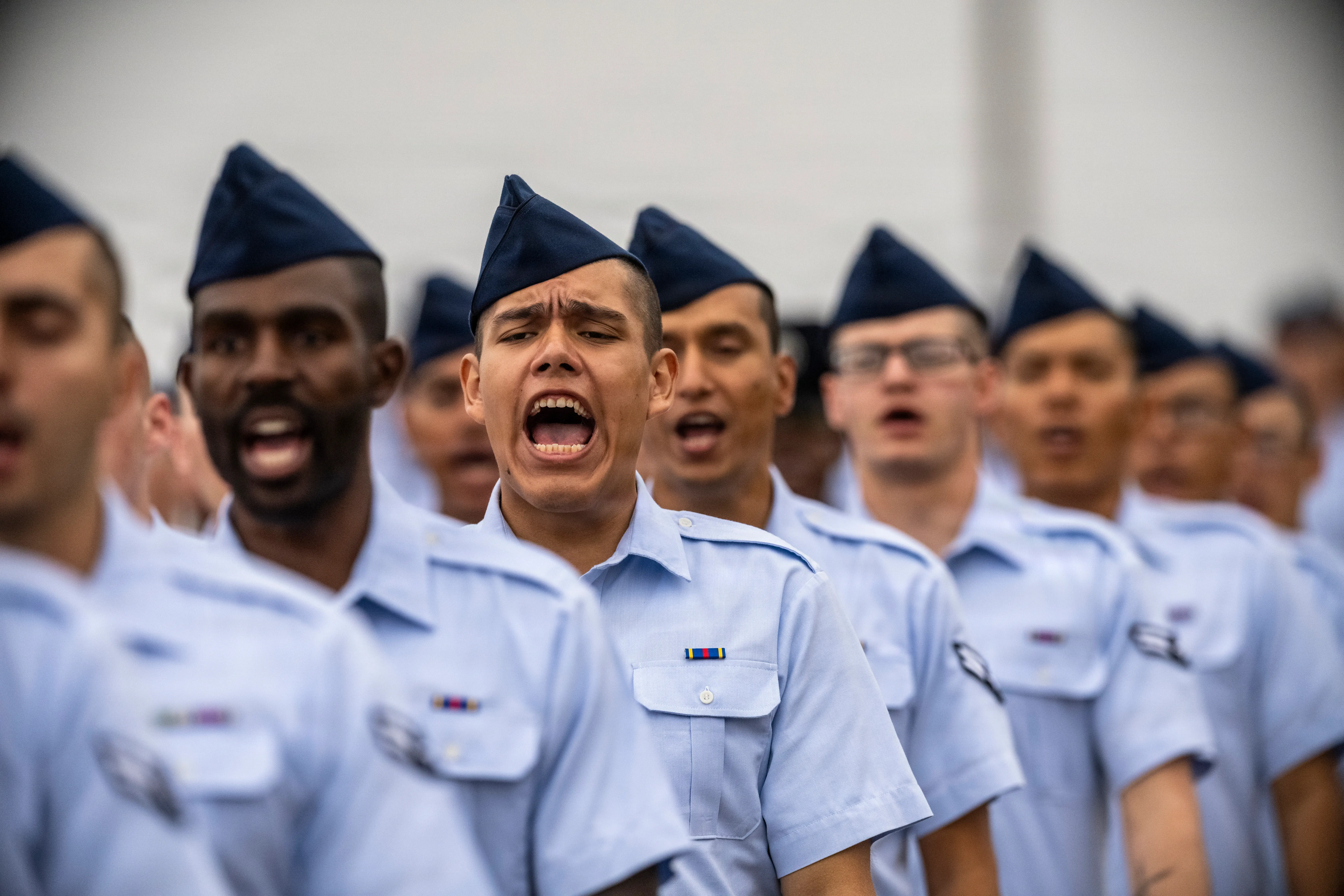 Recruits graduate from Air Force basic training at Joint Base San Antonio-Lackland, Texas, January 8, 2026.