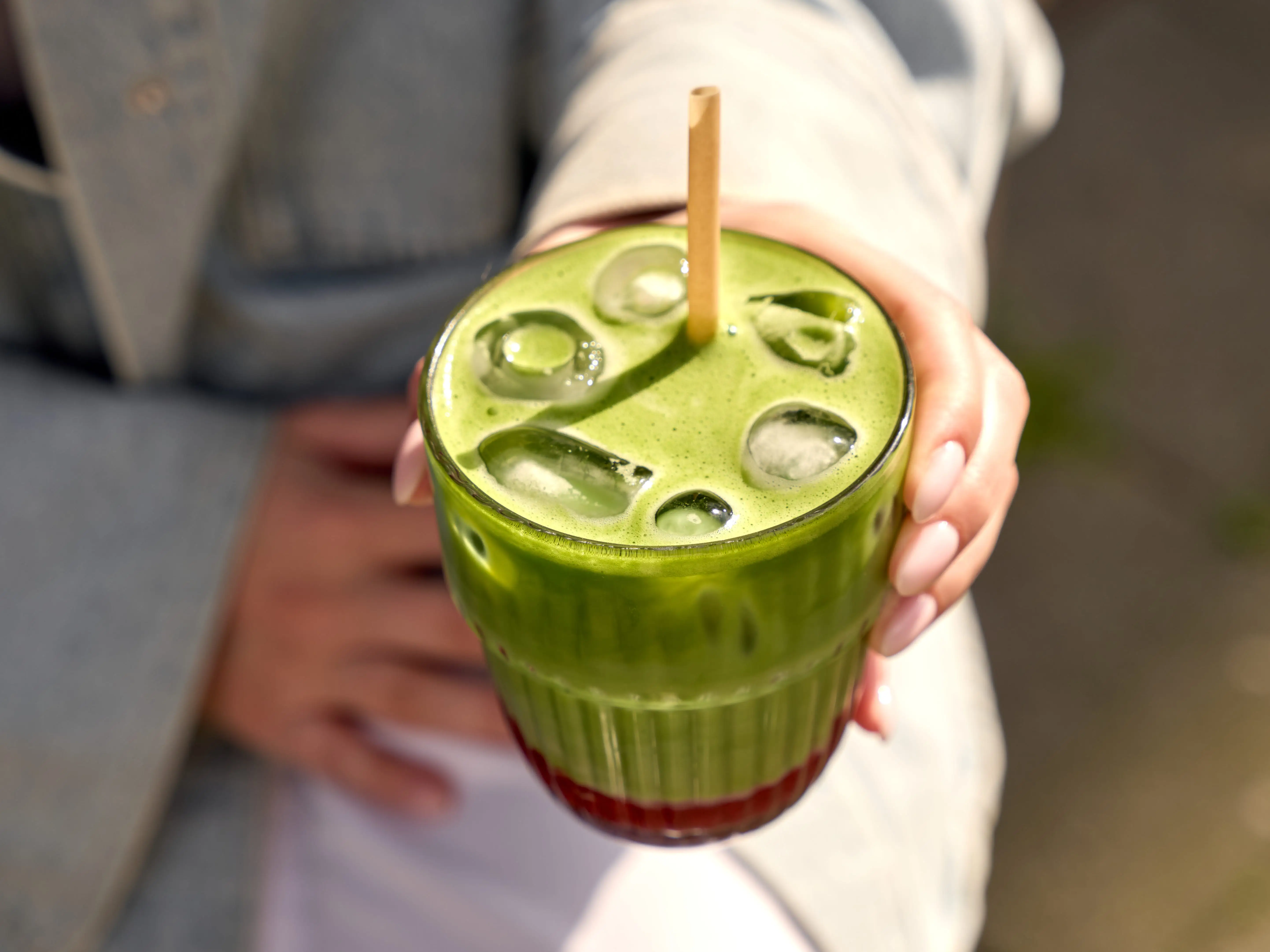 an iced matcha