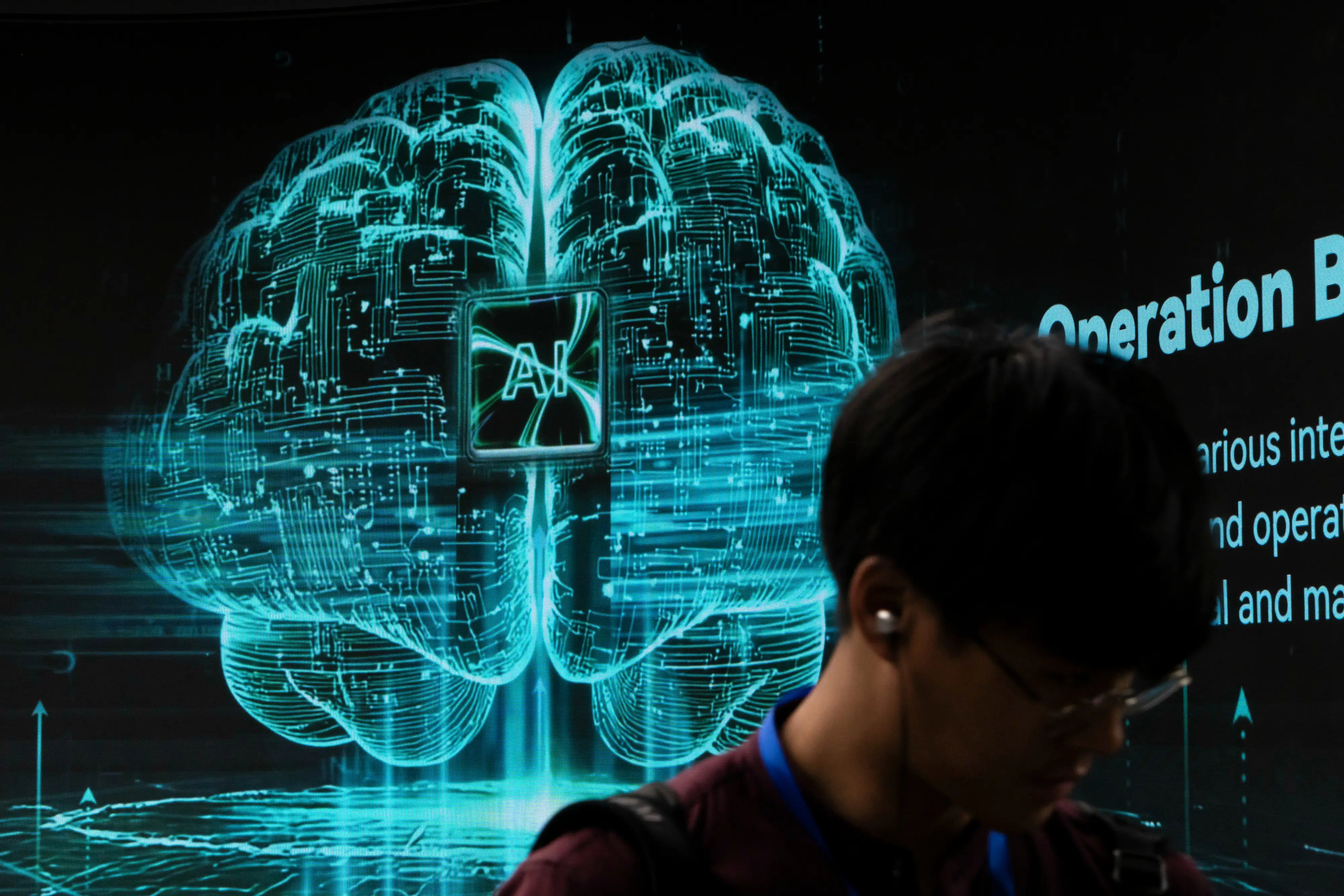 An interactive display featuring artificial intelligence at the iRootech Technology Co. offices in Guangzhou, China, on in April 2026