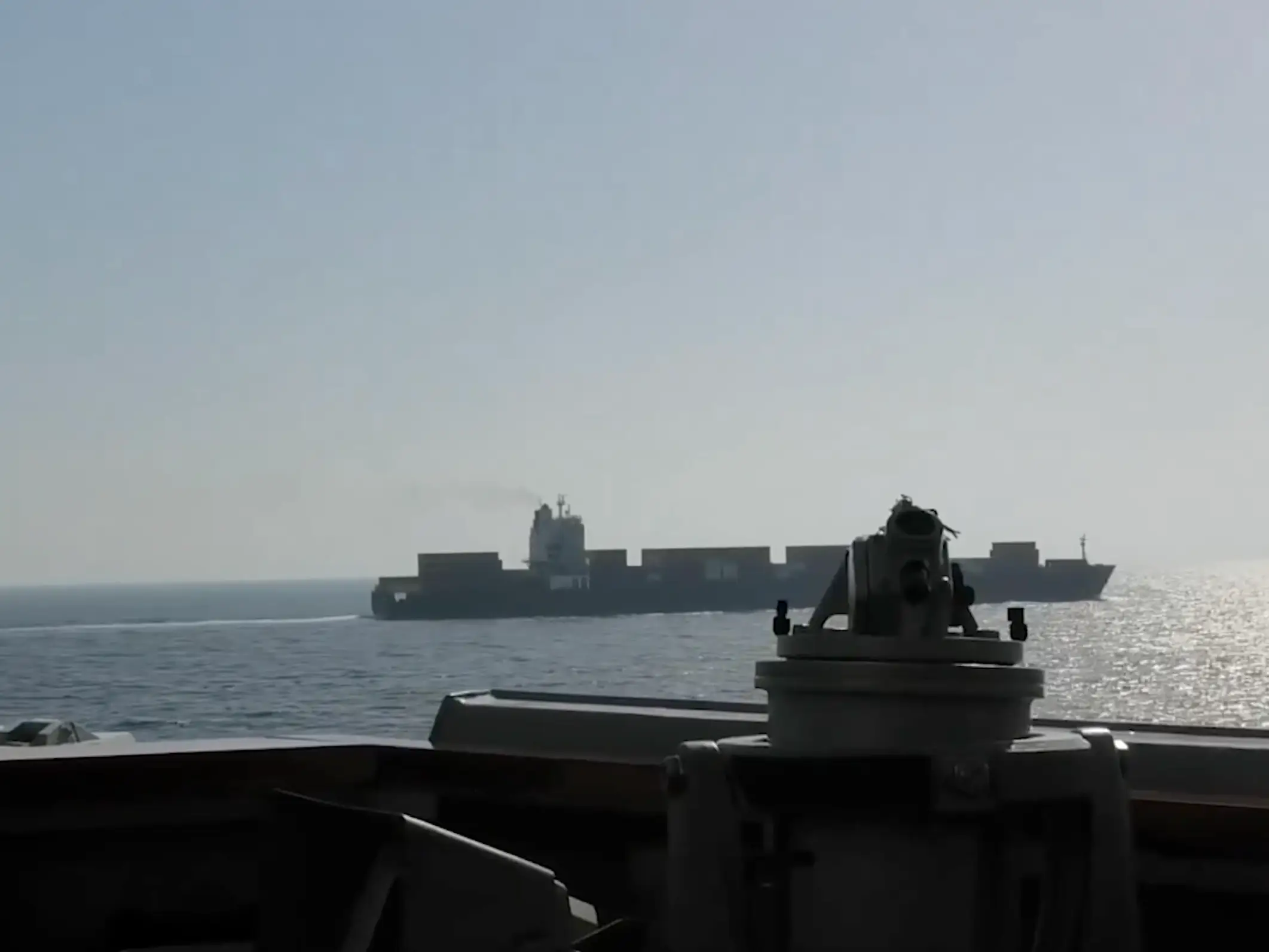 The view of the Iranian-flagged cargo ship M/V Touska on April 19.