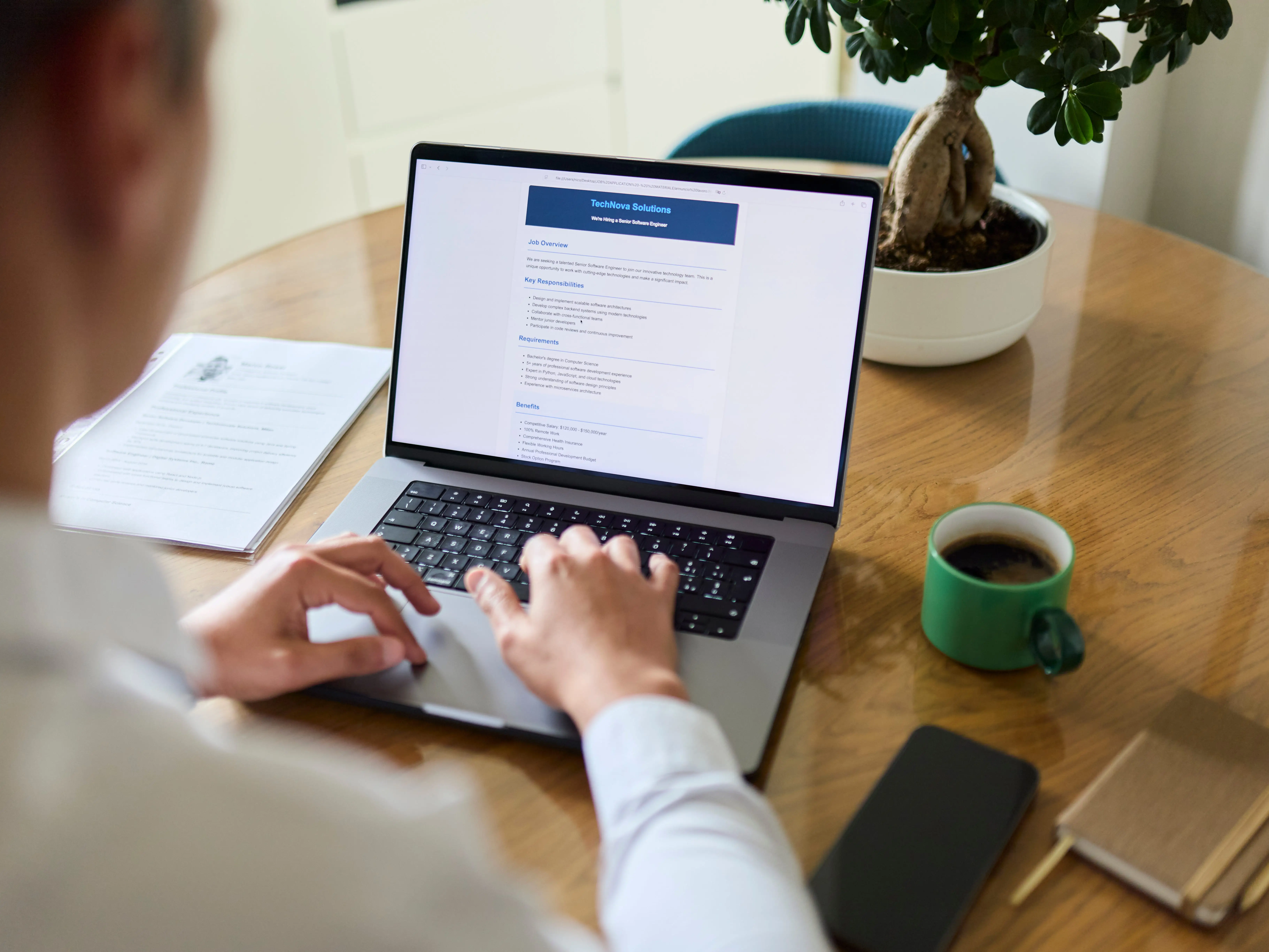 Person typing on screen