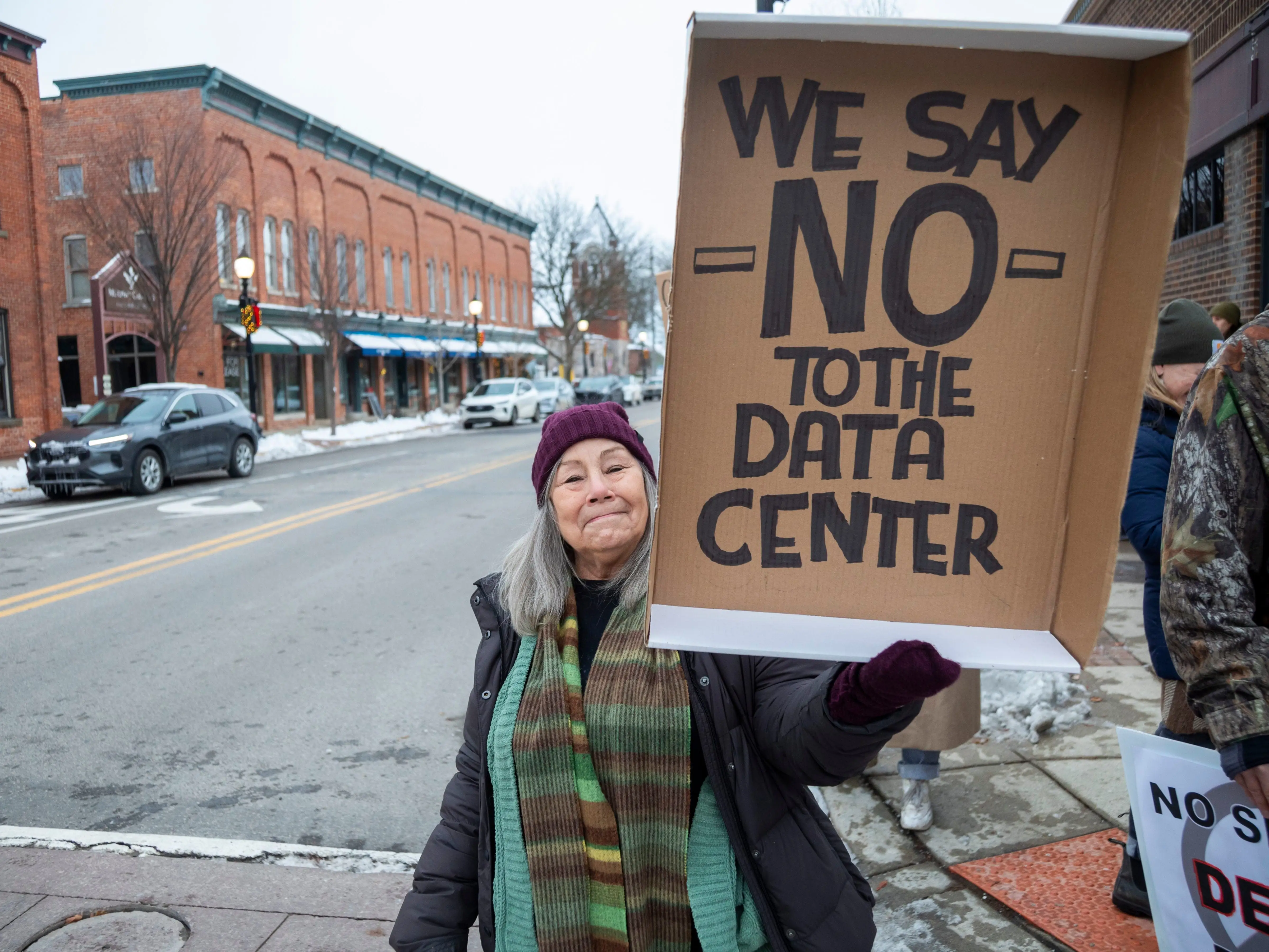 Women protesting data centers