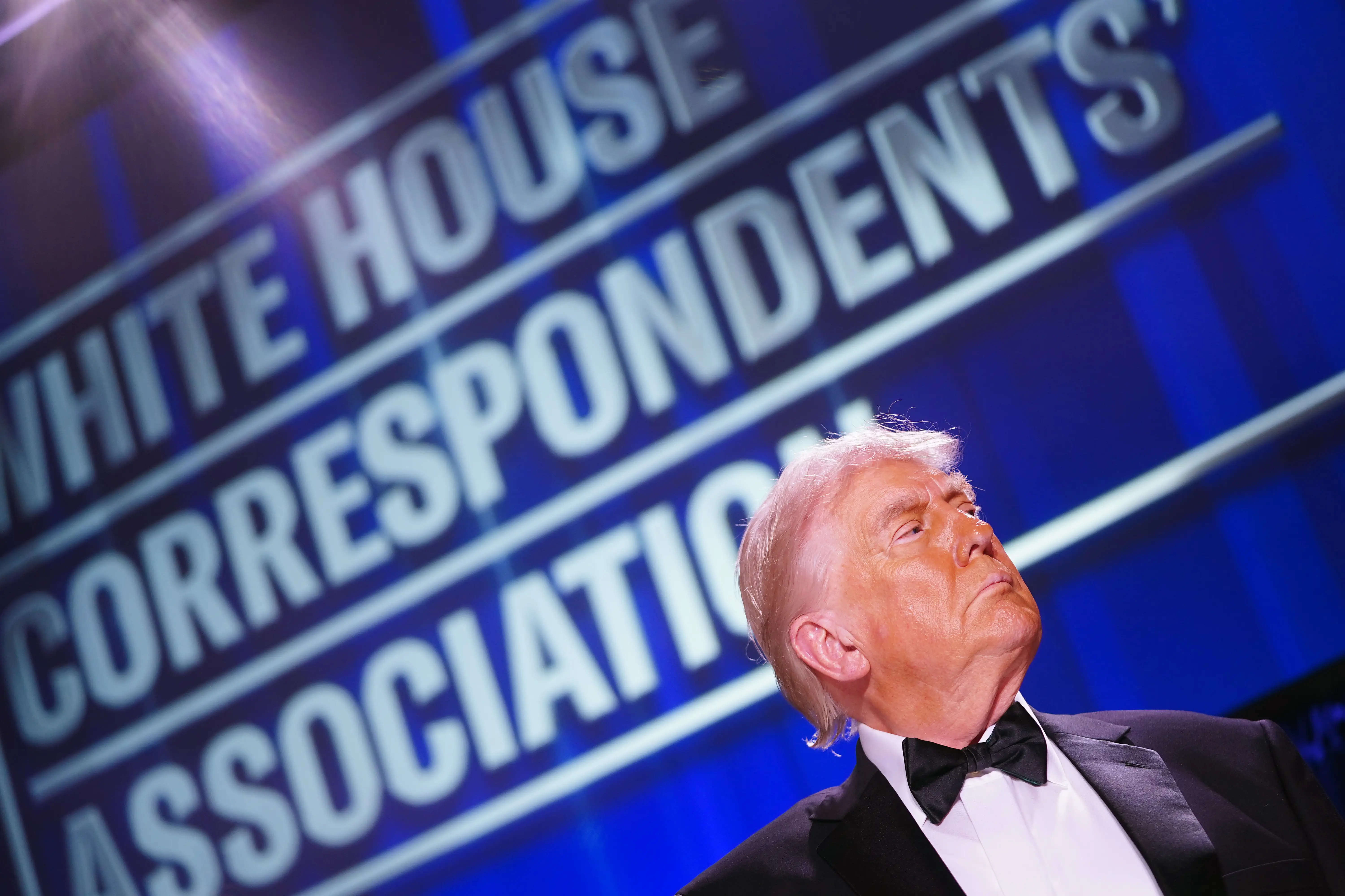President Donald Trump appears at the White House Correspondents' Dinner
