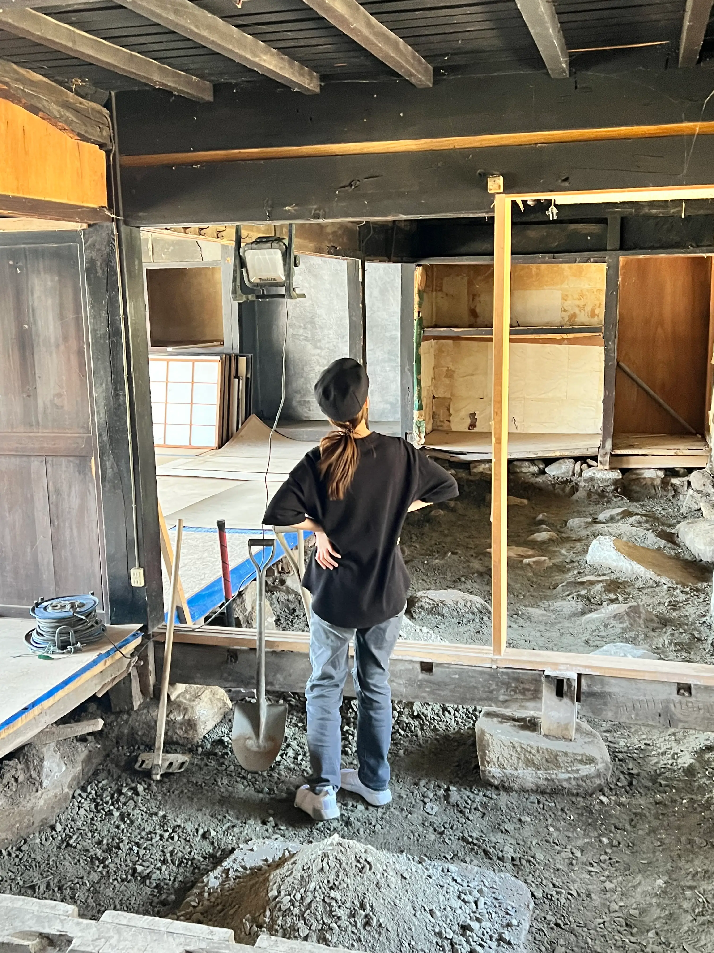 House under construction in the Japanese countryside.