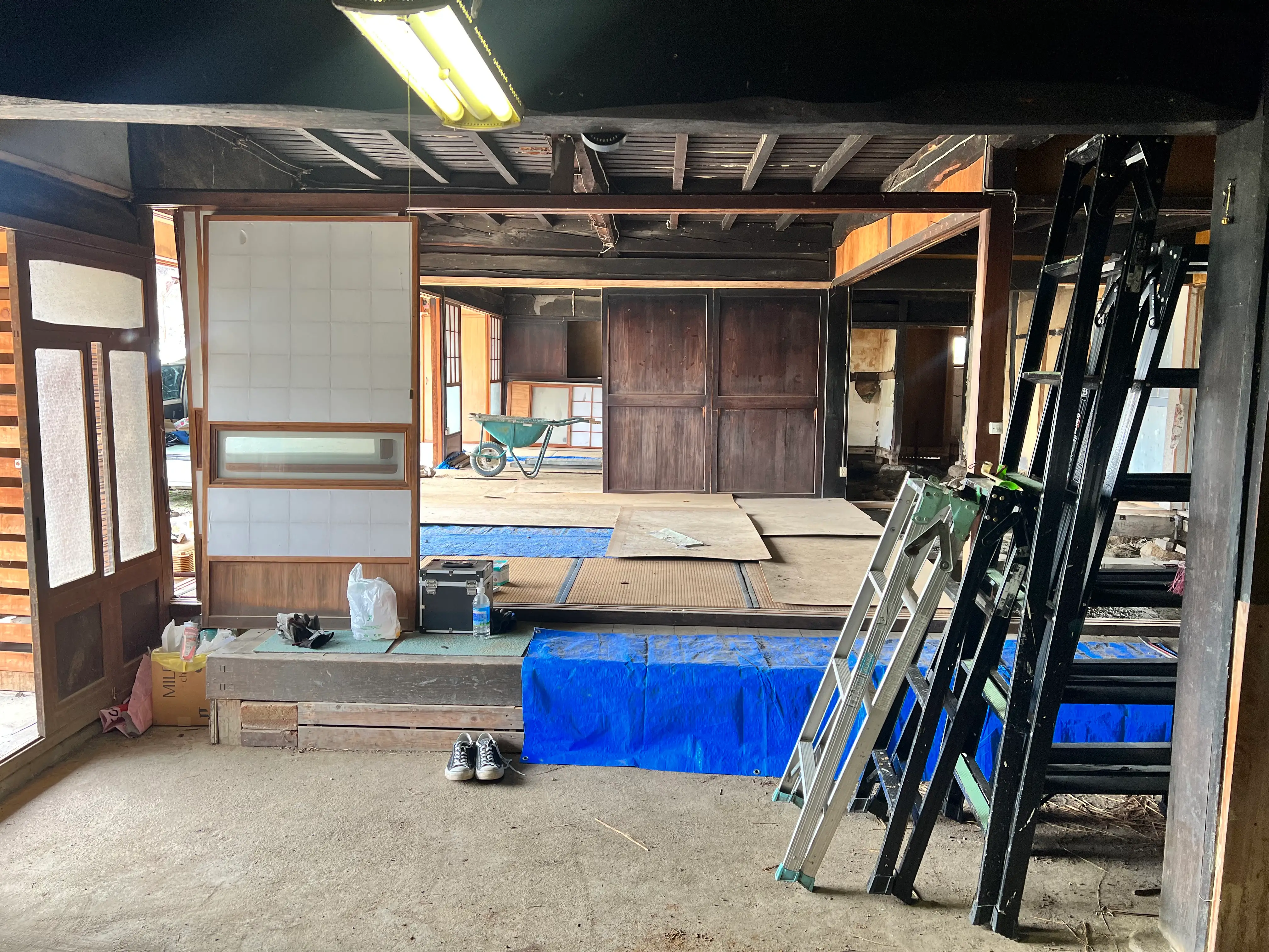 An akiya house in Japan while under construction.