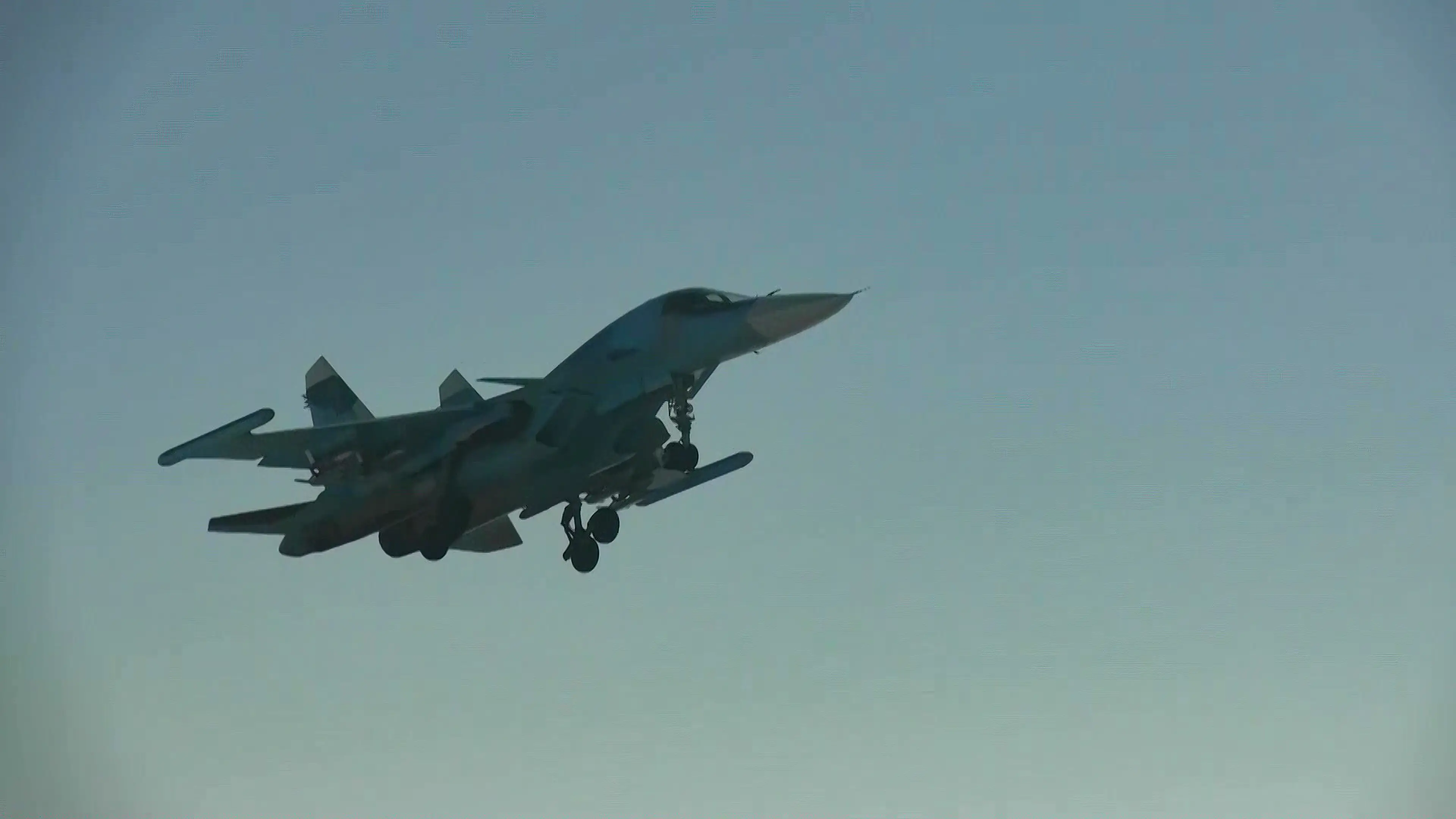 A screen grab captured from a video shows crews of Su-34 fighter-bombers preparing to attack Ukrainian forces in the South Donetsk direction on March 29, 2024.