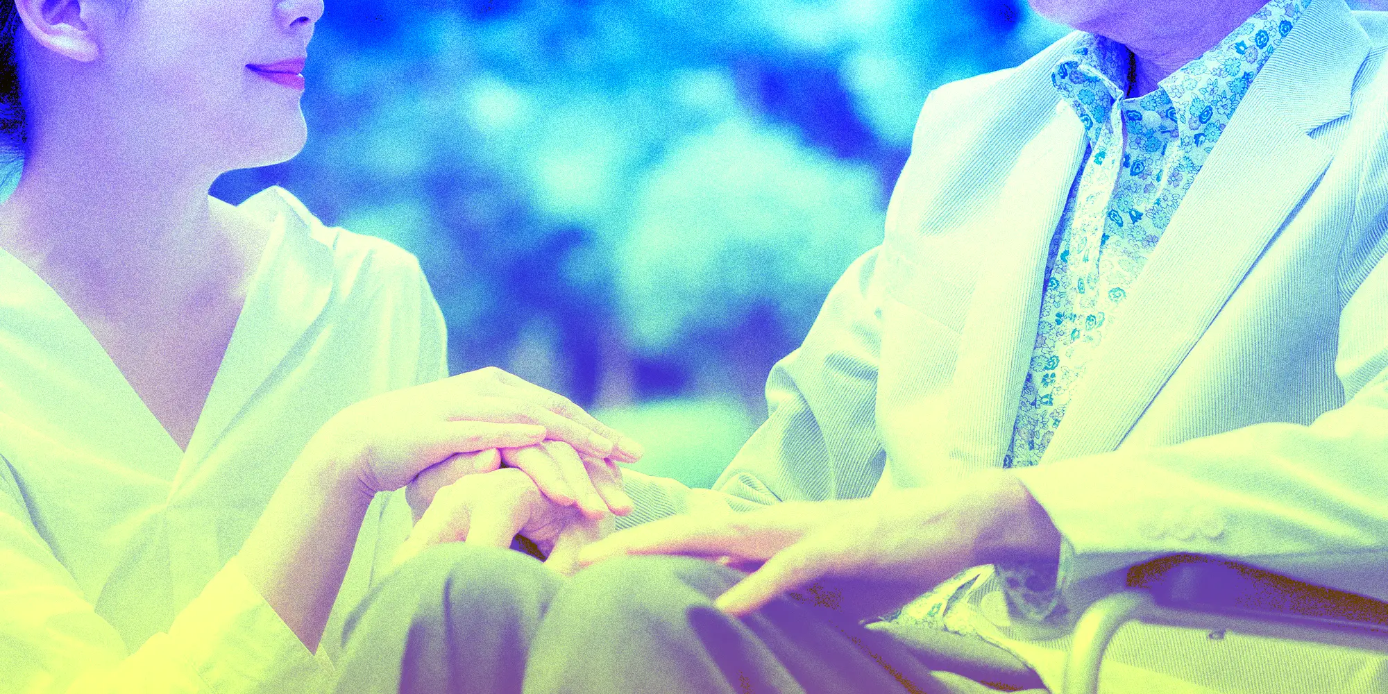 A young daughter taking care of her older parent