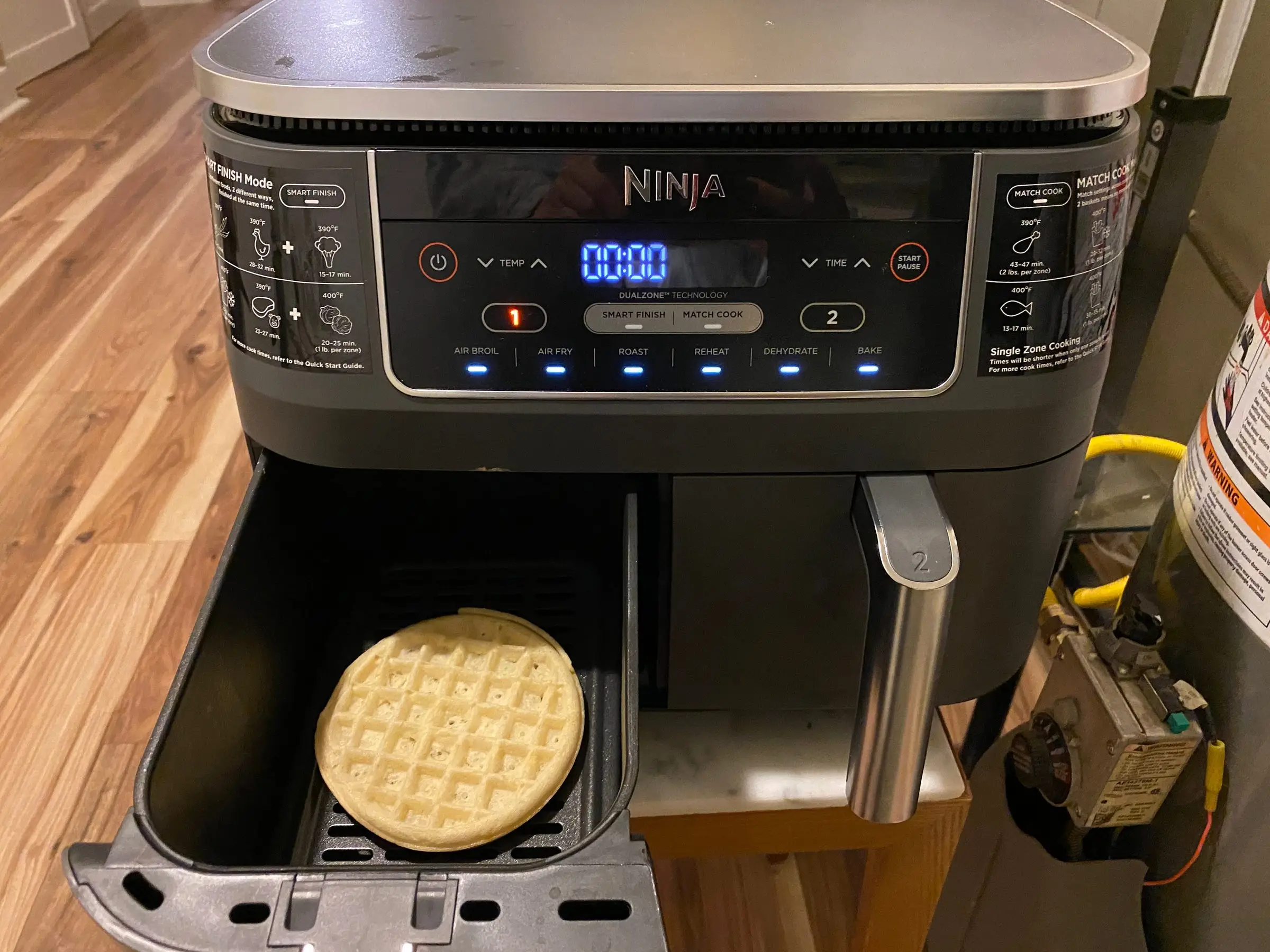 frozen waffle in air fryer basket