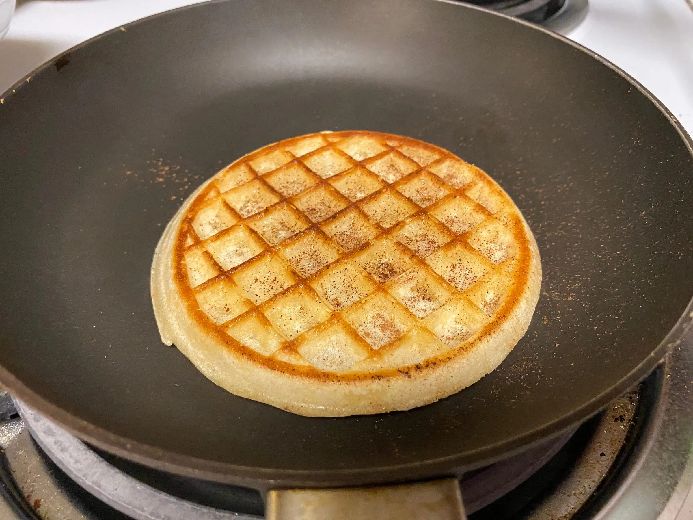toasted waffle on skillet
