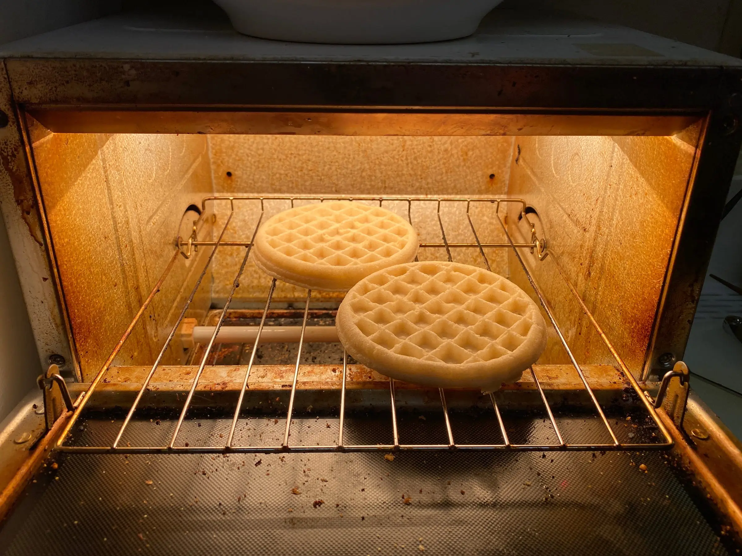 frozen waffles in a toaster oven