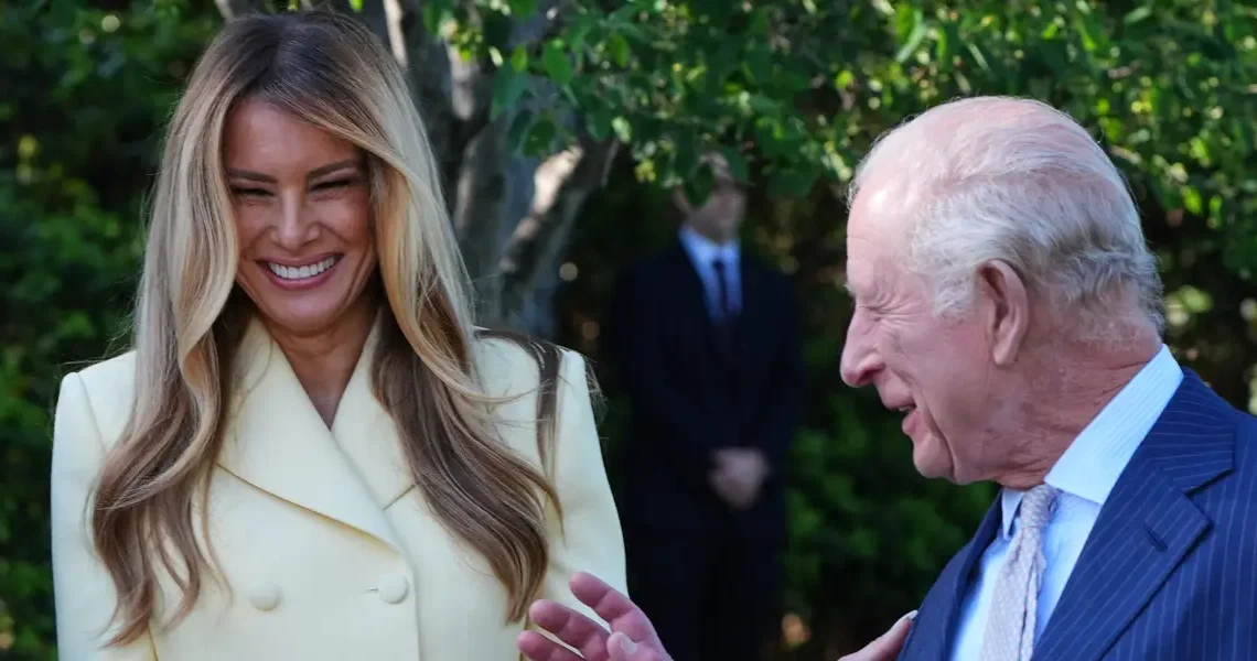 Melania Trump ditched her neutral wardrobe and embraced one of spring’s biggest trends to greet King Charles and Queen Camilla