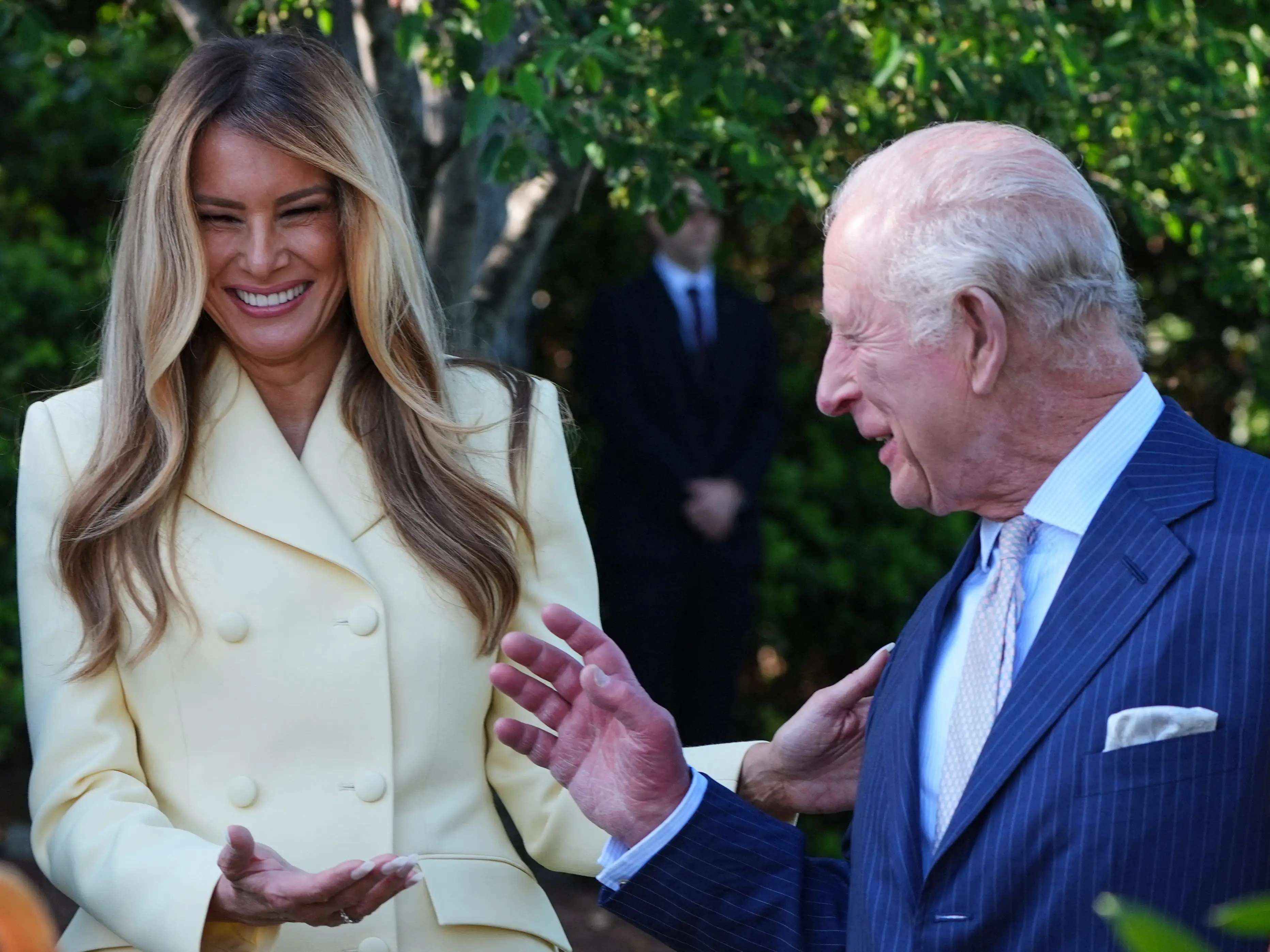 Melania Trump and King Charles at the White House on April 27.