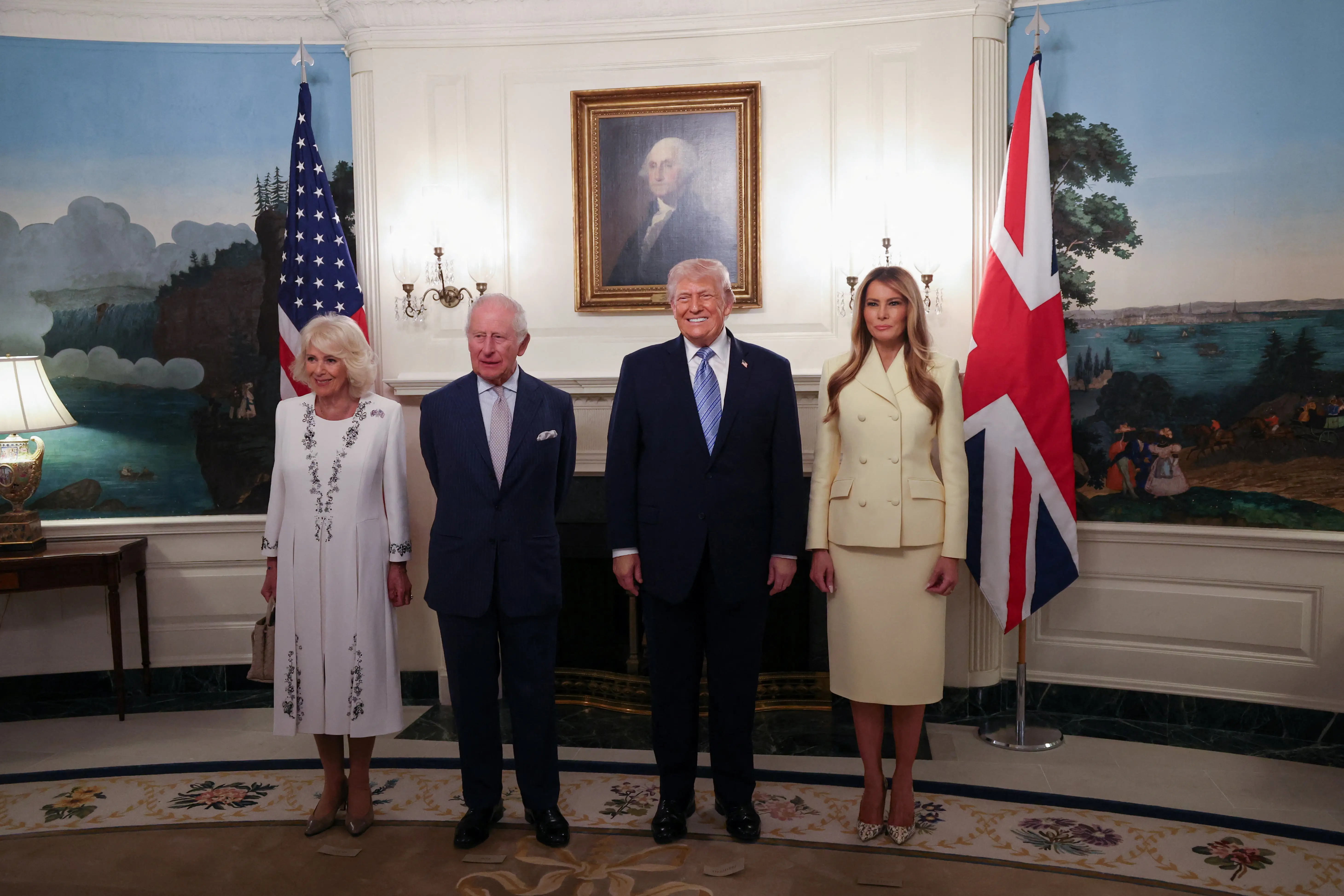 Queen Camilla, King Charles, Donald Trump, and Melania Trump on April 27.