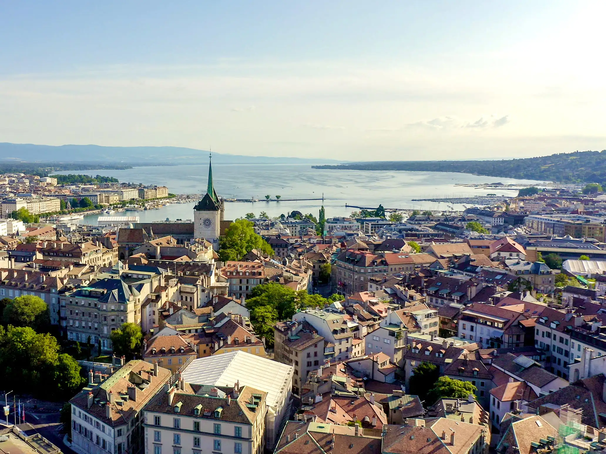 Aerial view of Geneva, Switzerland.