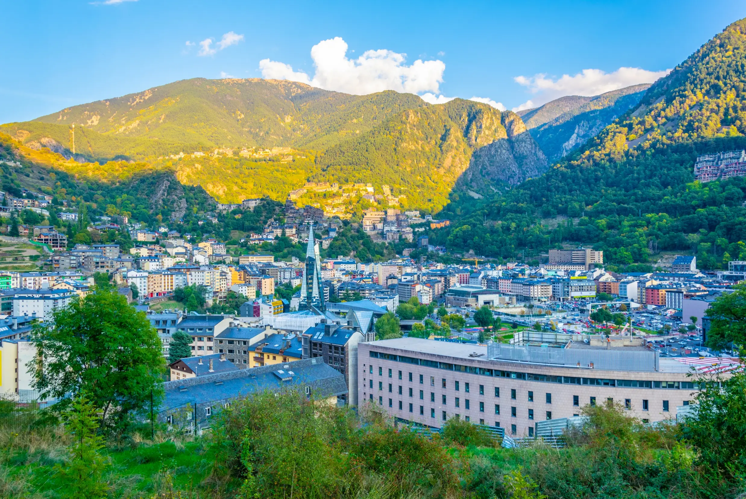 Aerial view of Andorra la Vella, Andorra.