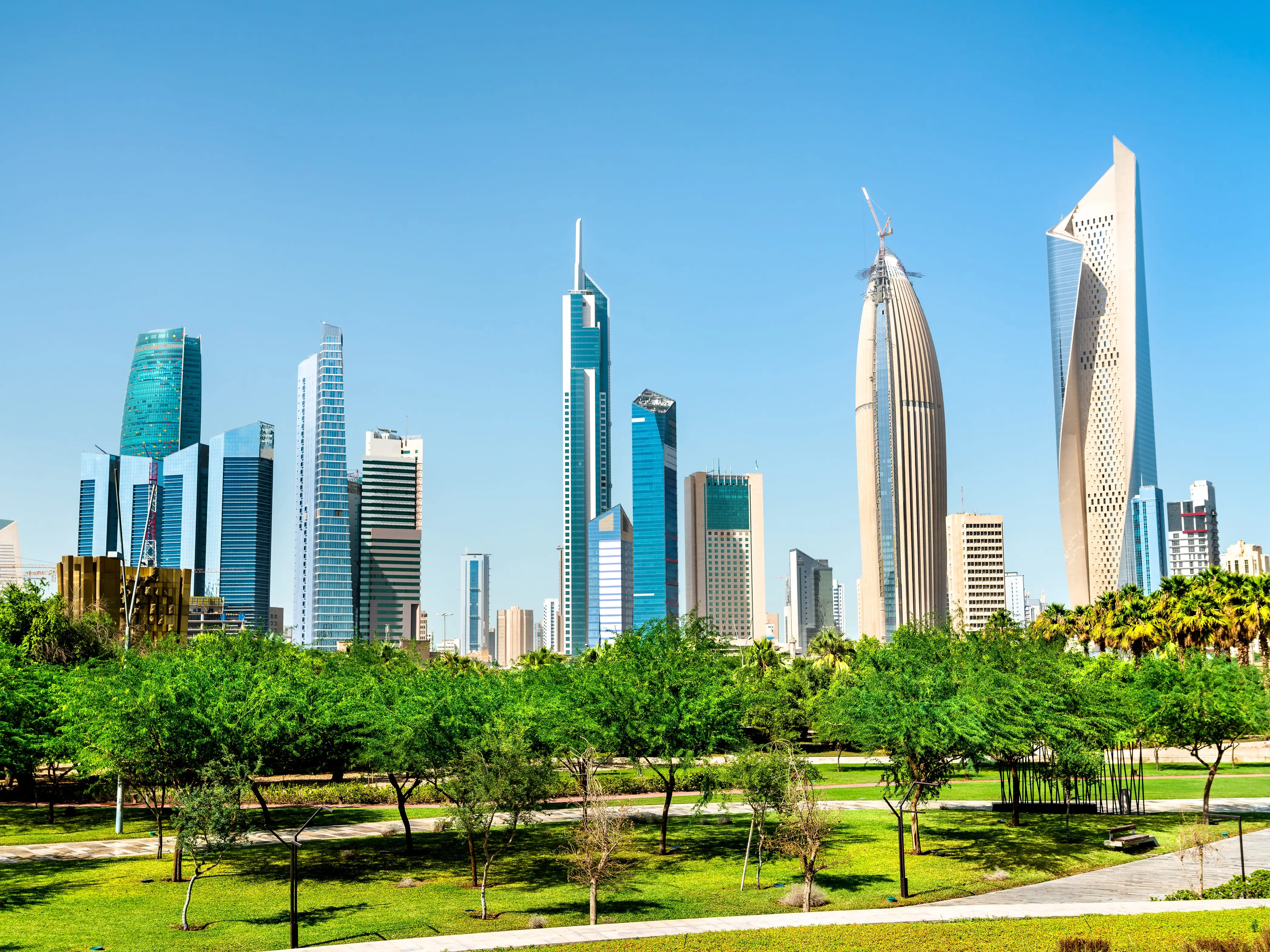 Tall buildings in Kuwait City, Kuwait.