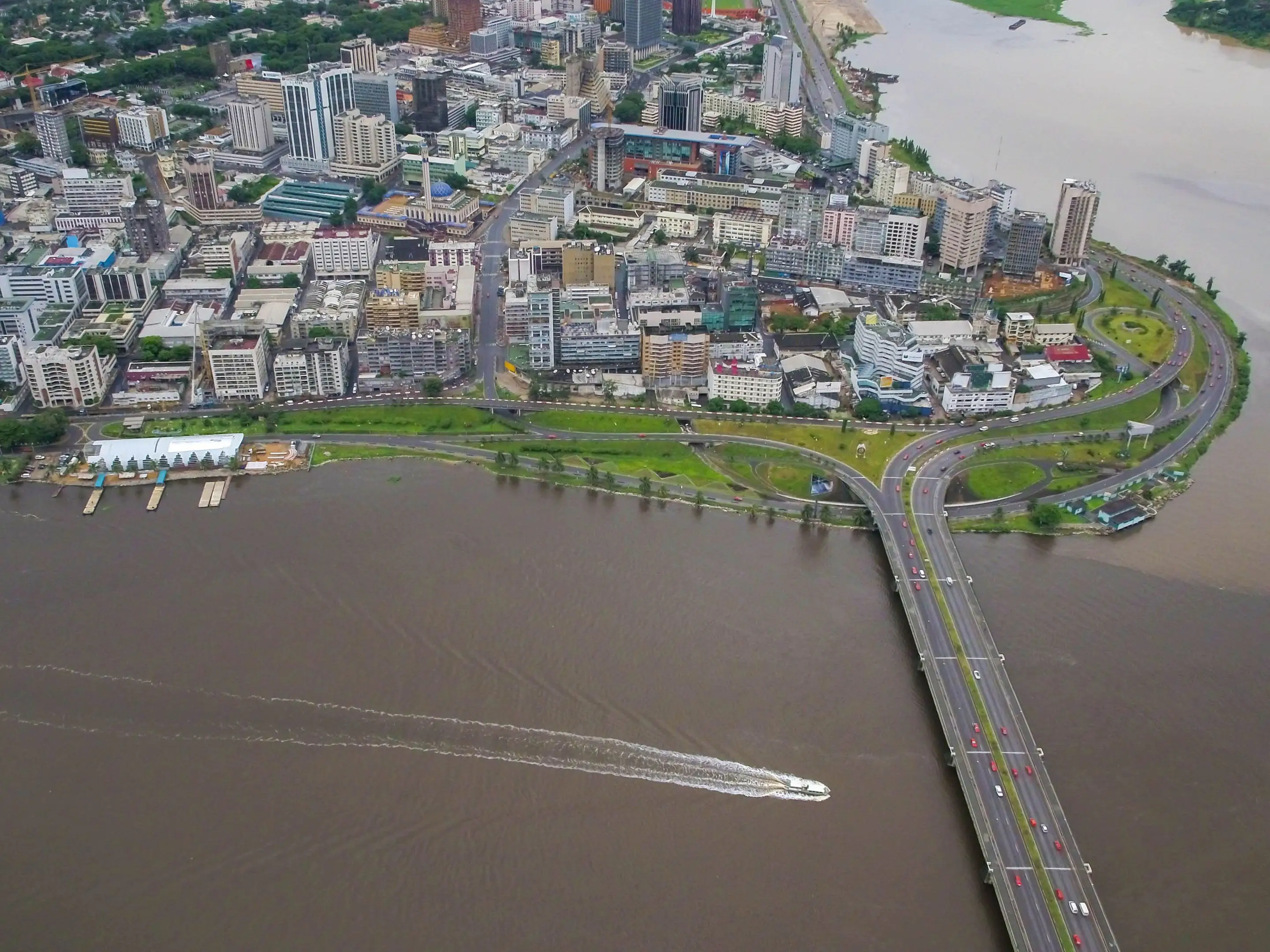 Aerial view of Abidjan, Côte d'Ivoire.