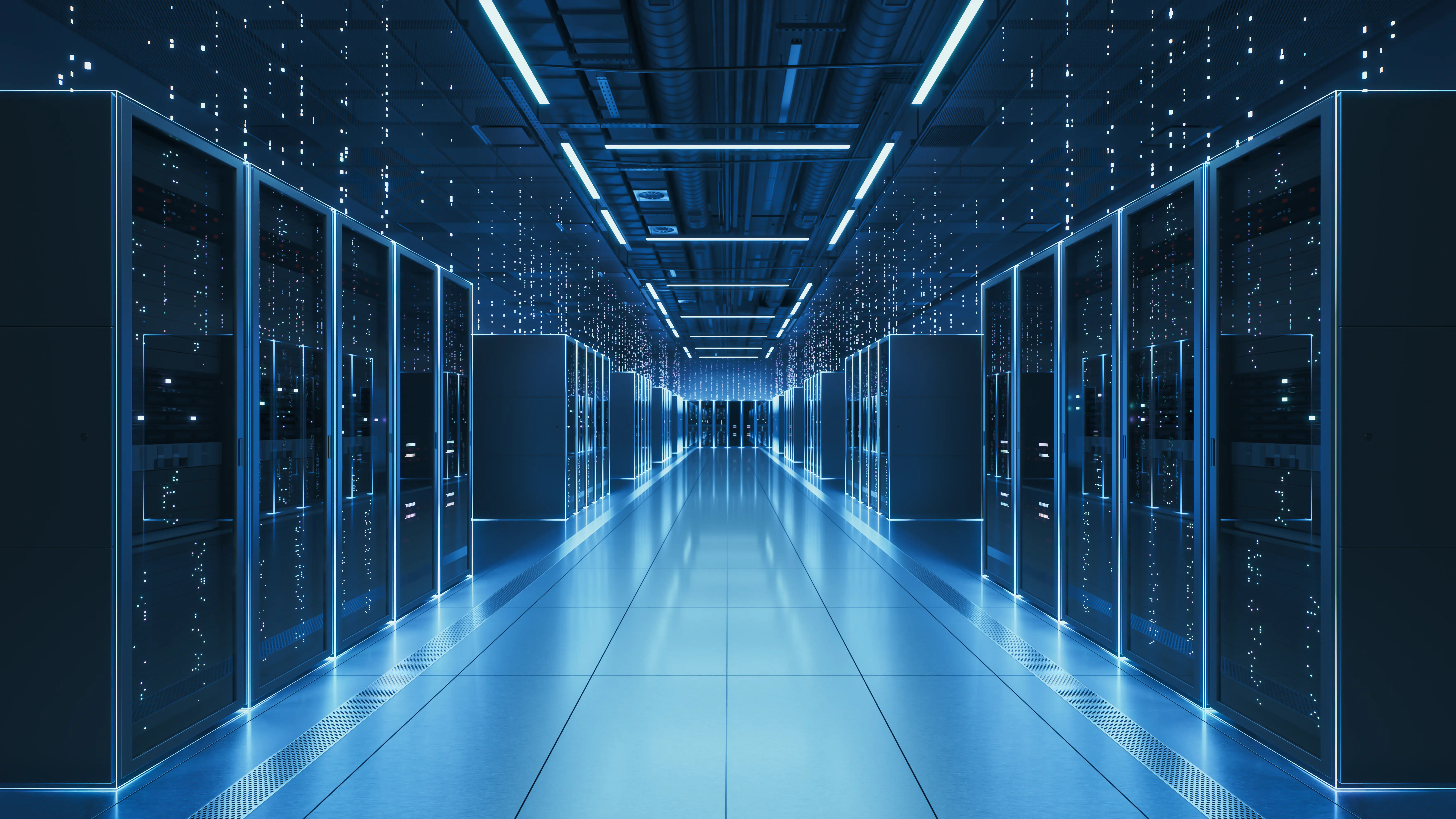 A picture inside a data center.