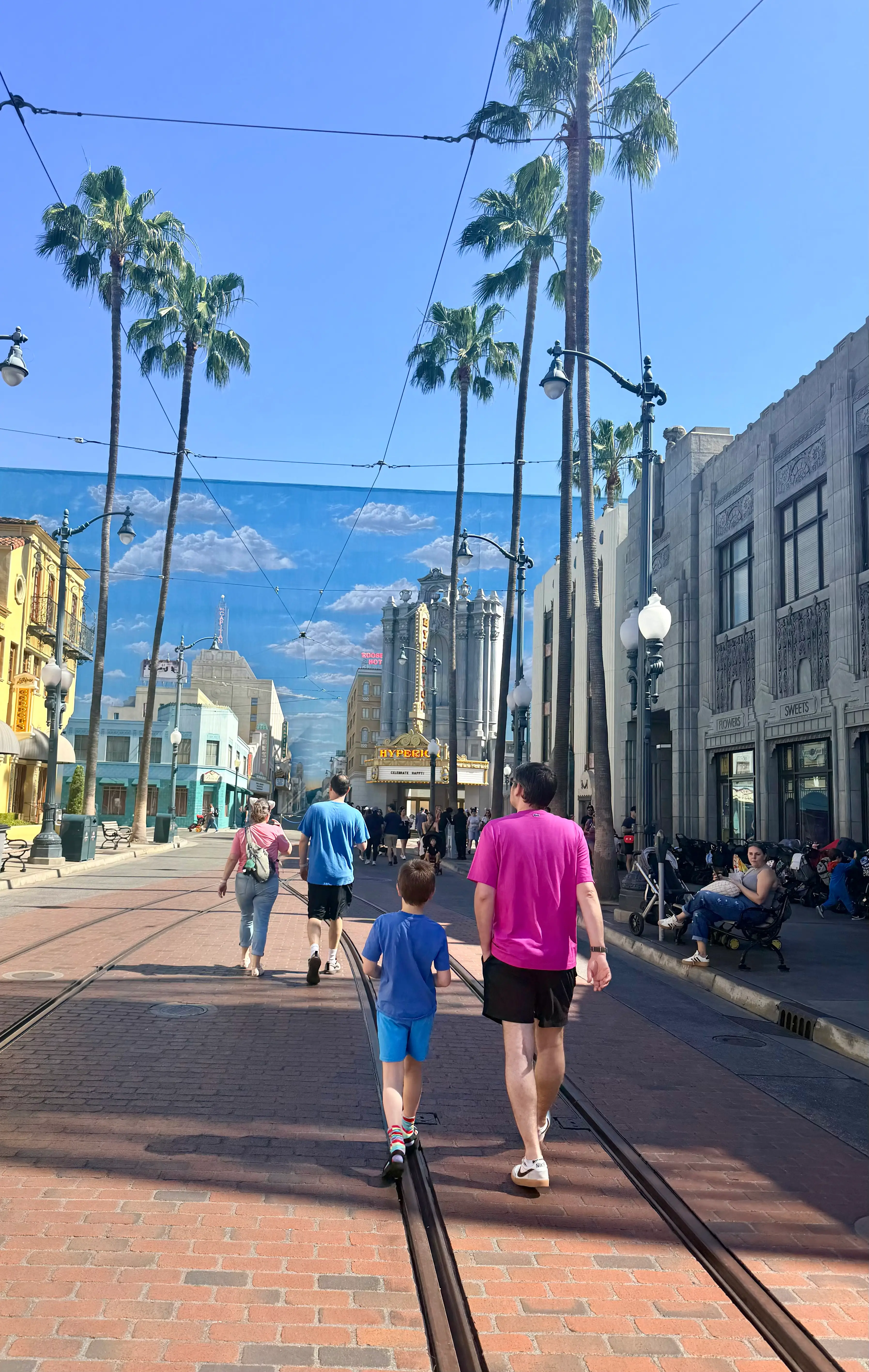 The author's son and husband at Disney's California Adventure.