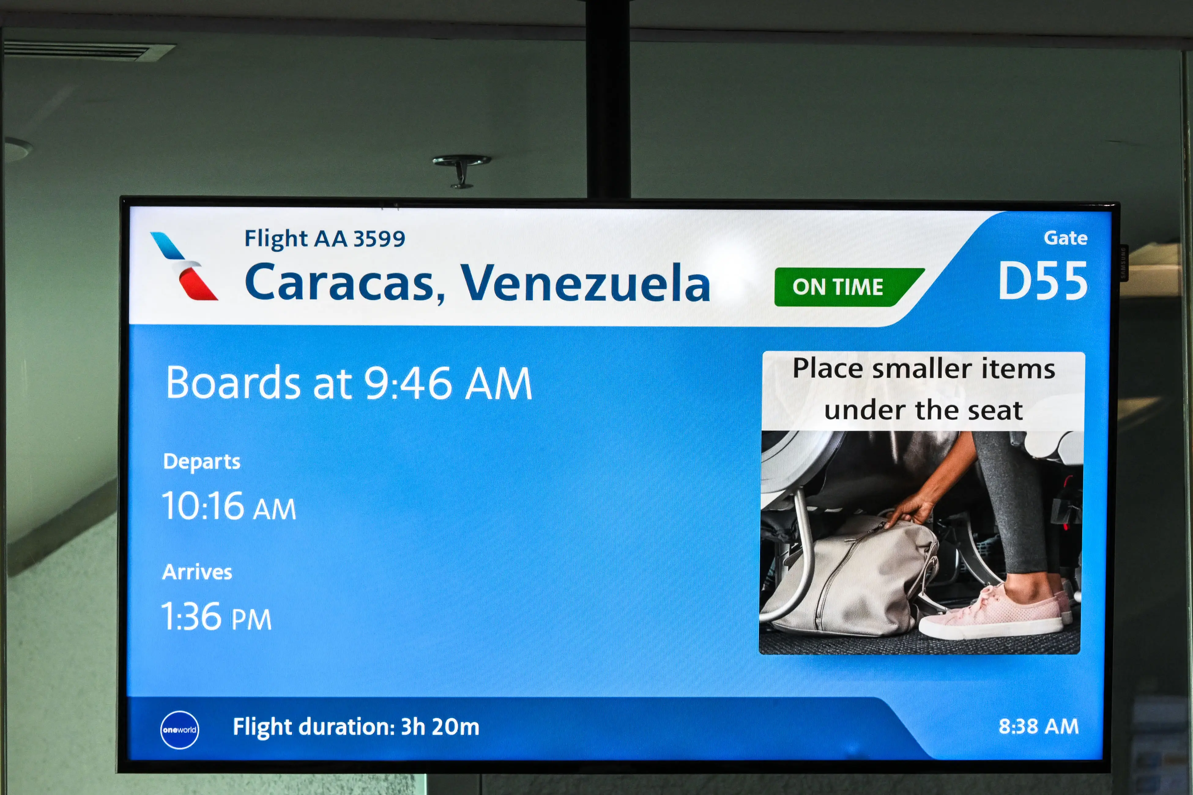 Boarding sign for Caracas.