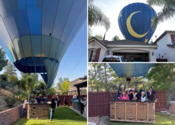 Wild video captures hot air balloon with 13 aboard making emergency landing in California backyard