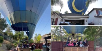 Wild video captures hot air balloon with 13 aboard making emergency landing in California backyard