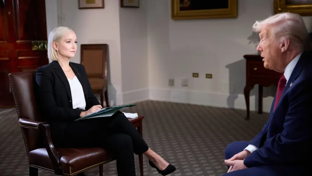 Dasha Burns interviewing President Donald Trump. 