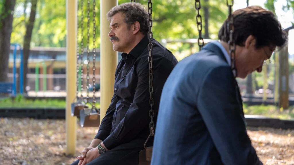 David Harbour and Jason Bateman in “DTF St. Louis” Episode 6 (Tina Rowden/HBO)
